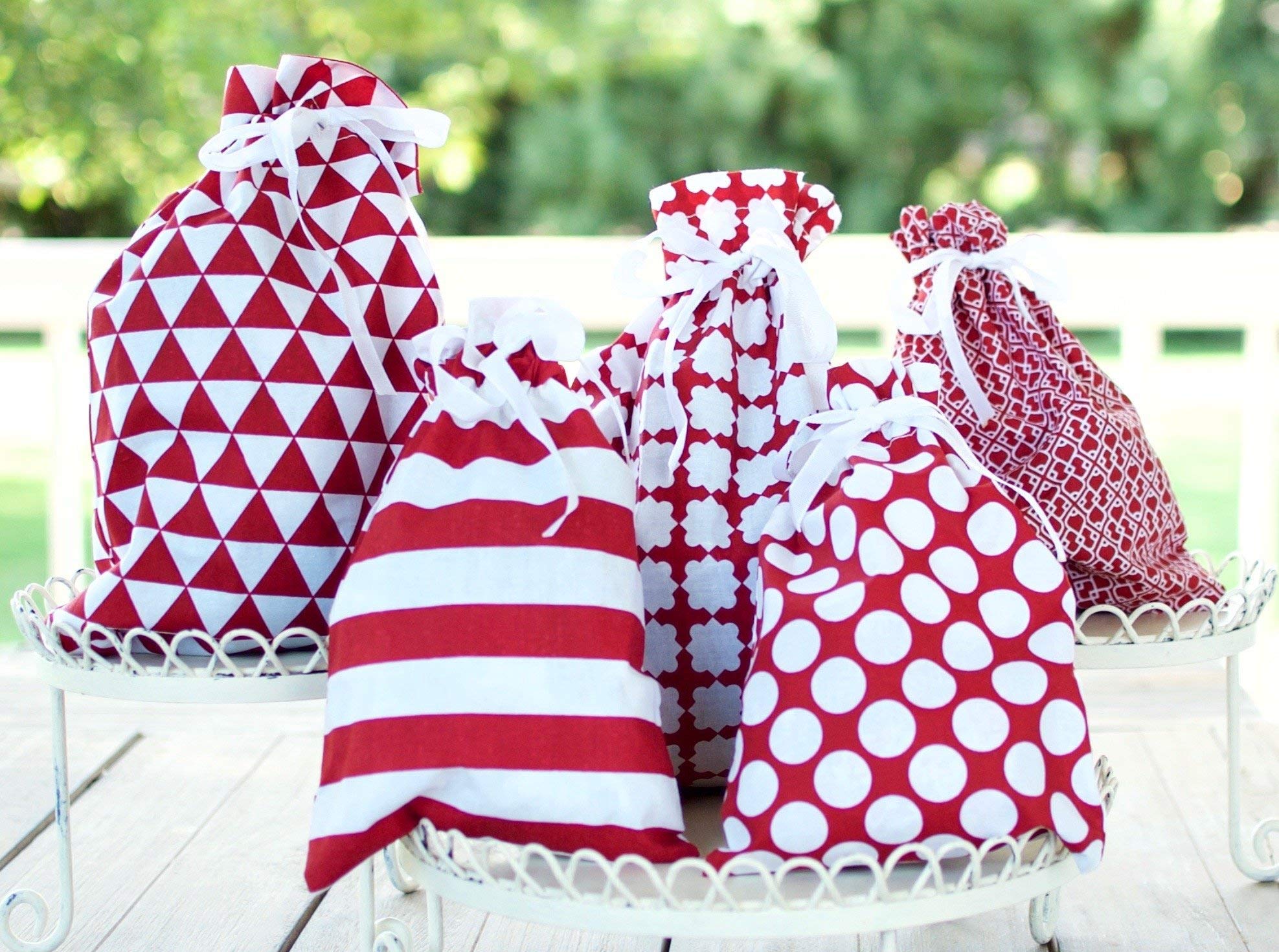 Premium 100% Cotton Gift Bags Set of 5 - 3 Large 16