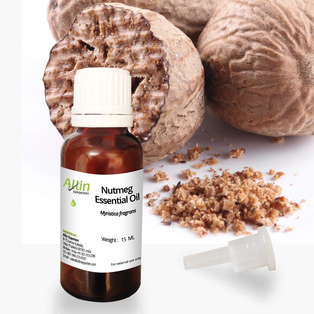 Pure Therapeutic Grade Nutmeg Essential Oil - 100% Natural, Undiluted for Skin Care, Acne Treatment & Hair Nourishment (15ml) | Perfect for Aromatherapy, Massage & DIY Beauty Products
