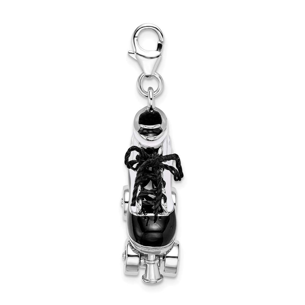 925 Sterling Silver 3D Enamel Roller Skate Charm Pendant with Lobster Clasp - Perfect for Bracelets, Necklaces & DIY Jewelry Making - Unique Gift for Skaters & Roller Derby Fans
