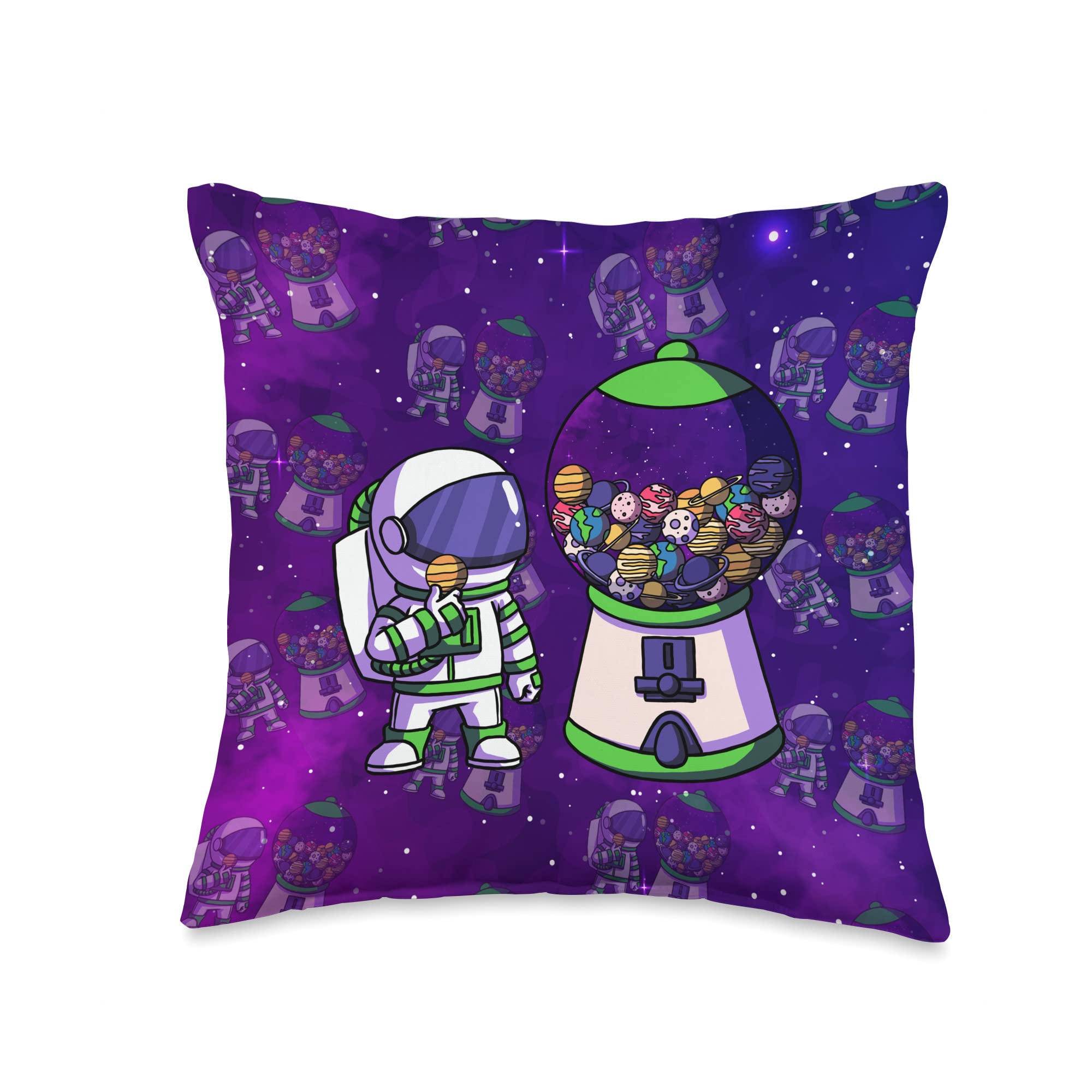 Celestial Aesthetic Galaxy Planets Gumball Machine Throw Pillow - Space Themed Decor for Bedroom, Living Room, Dorm - Soft & Cozy Decorative Cushion for Teens & Adults