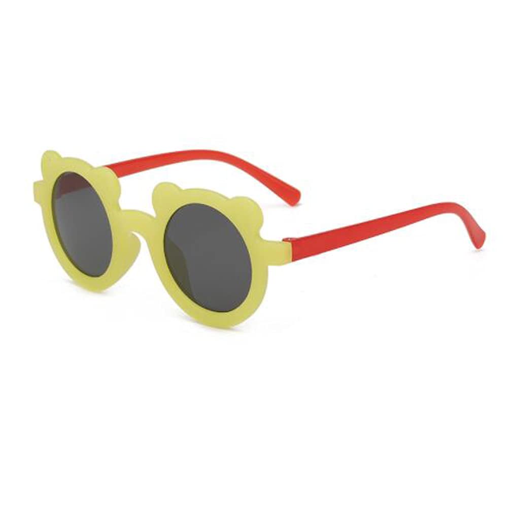 Cute Cartoon Bear Ear Sunglasses for Kids - UV400 Protection, Anti-Ultraviolet Round Frame Unisex Glasses in Jelly Colors | Perfect for Beach, Outdoor Play & Costume Parties