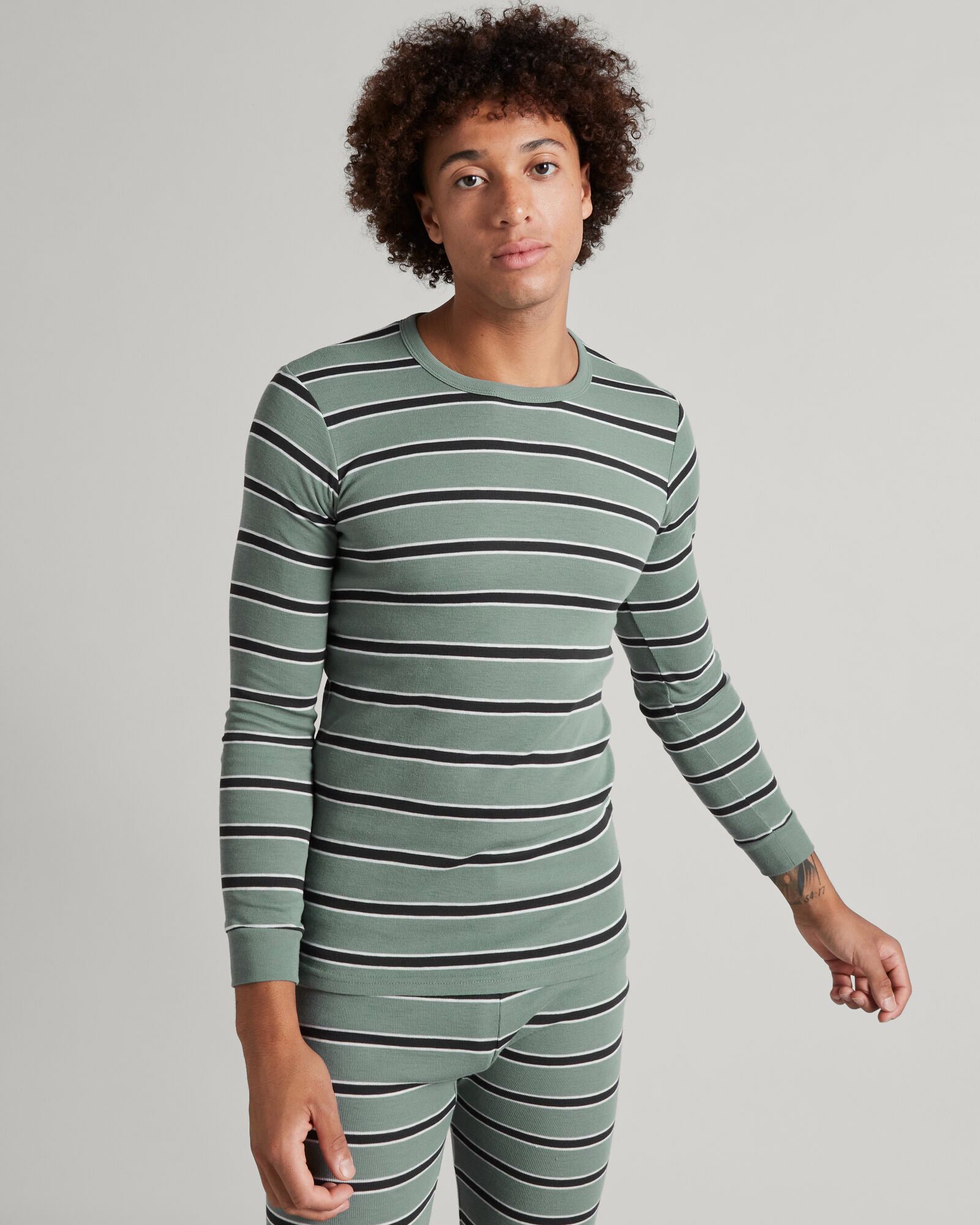KMDCore Women's Long Sleeve T-Shirt - Gum Tree/Graphite Stripe Pattern - Comfortable Casual Top for Everyday Wear, Work & Outdoor Activities