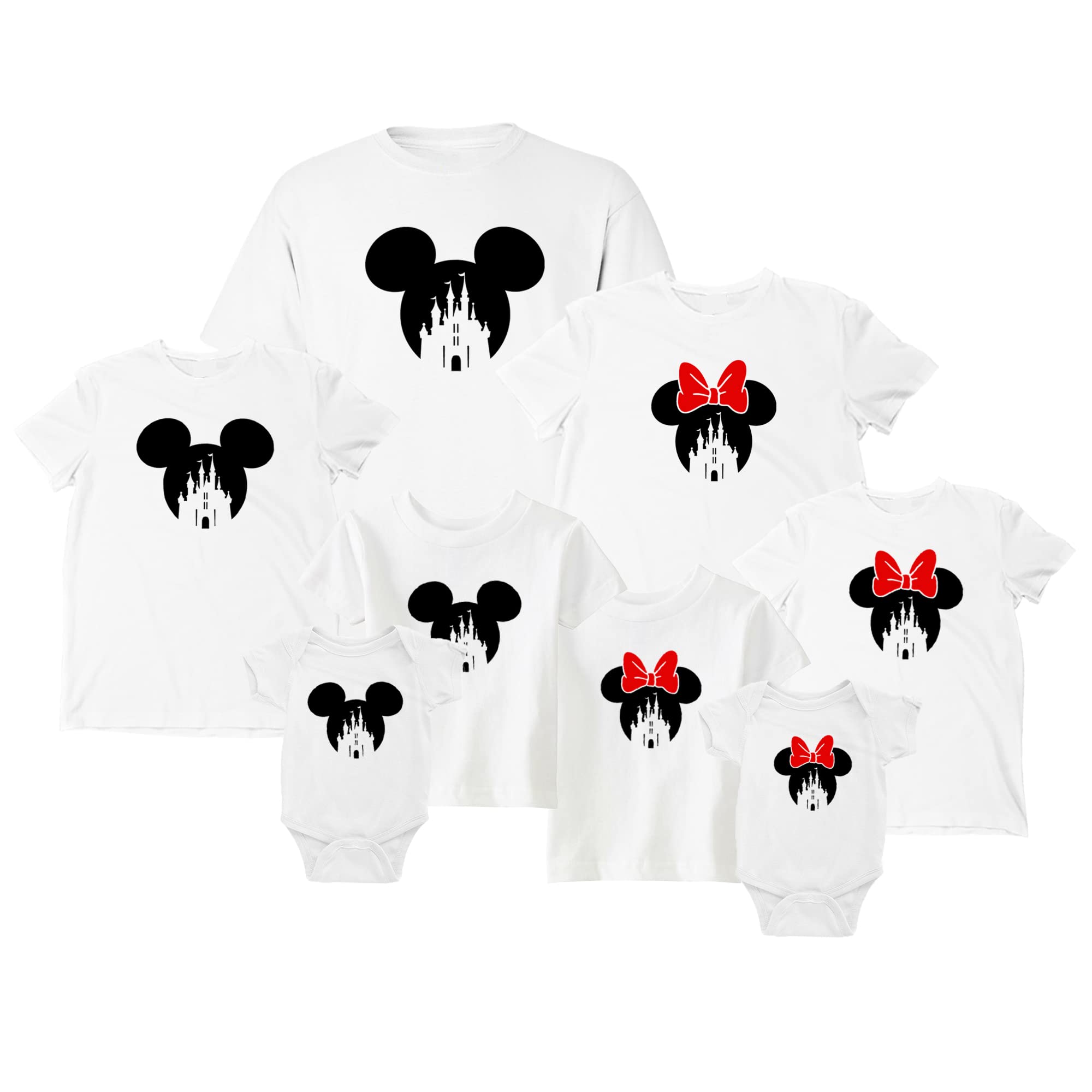 **Cali Trend Station Family Matching T-Shirts – Mickey & Minnie Disney Castle Door Shirts for Family Vacations & Theme Park Outings**