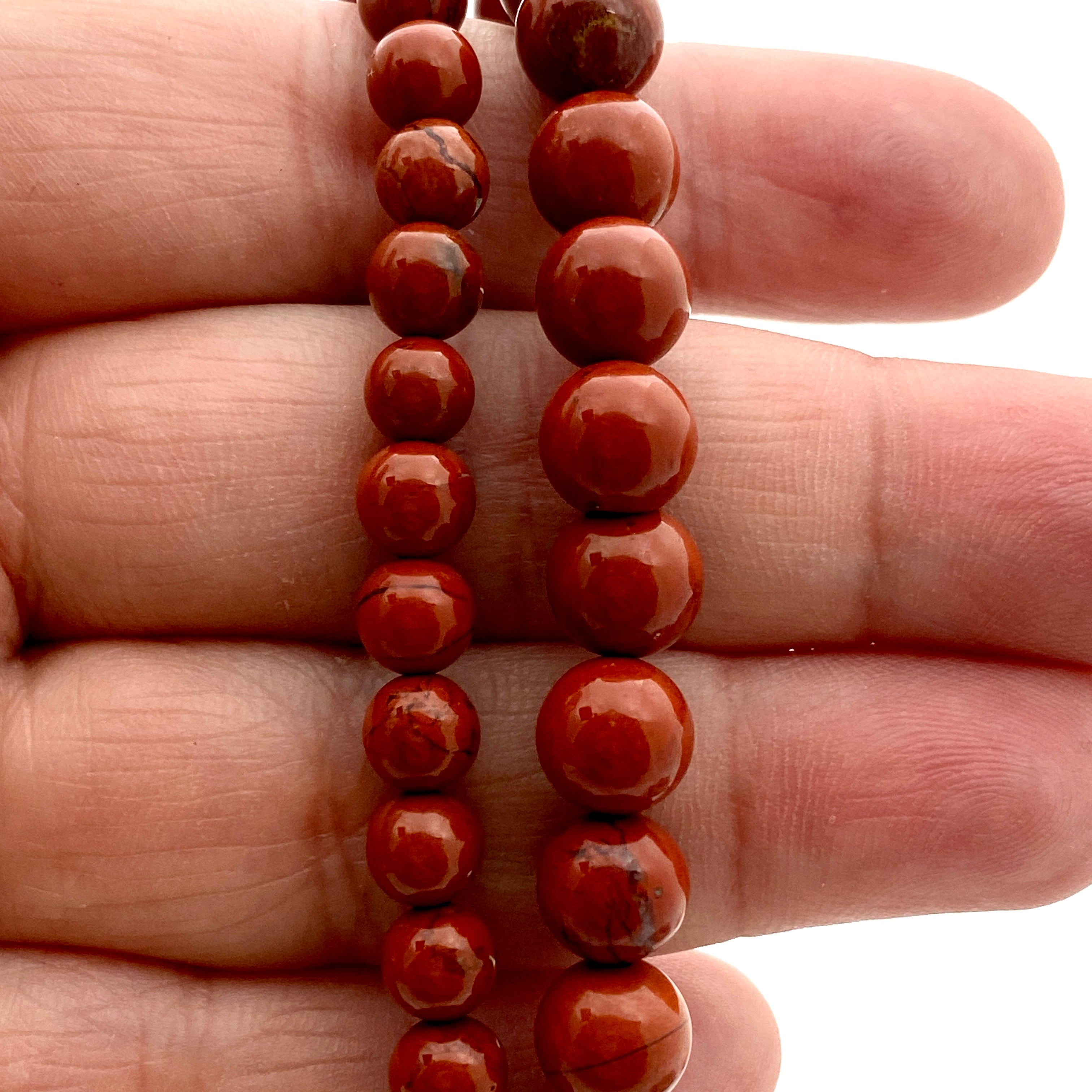 Natural Red Jasper Beaded Bracelet for Women - Healing Stone Jewelry for Stress Relief & Positive Energy - Perfect for Meditation, Yoga & Spiritual Gifts
