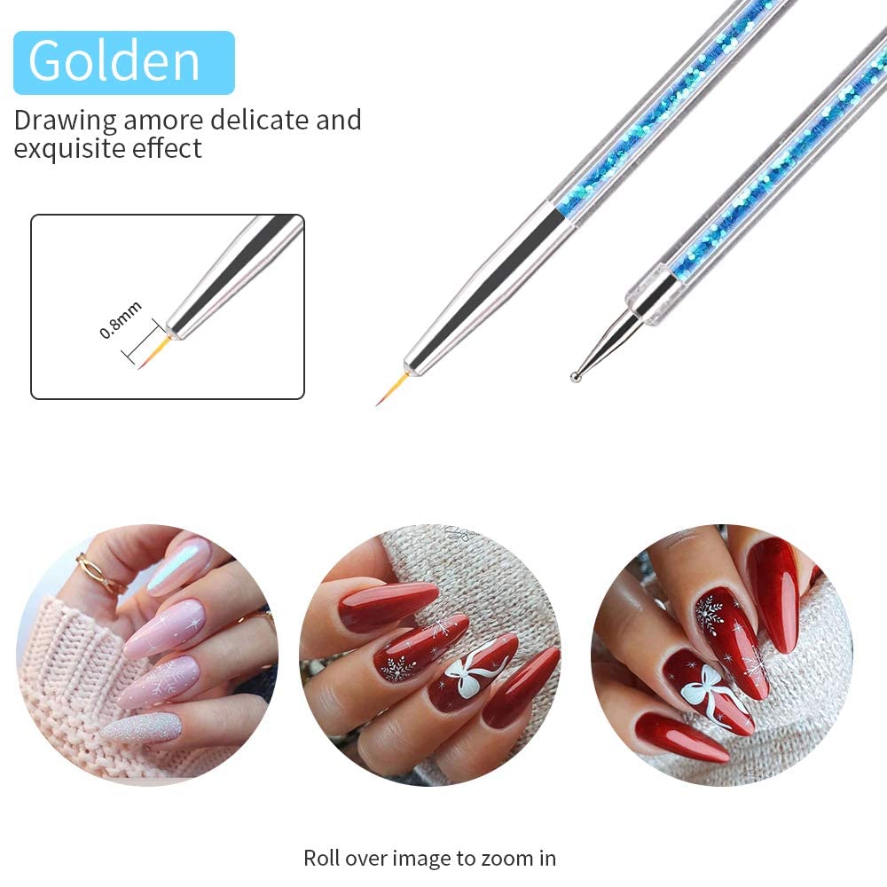 D.B.Z.® 5-Piece Double-Ended Nail Art Brush Set - Professional Nail Liner Brush & Dotting Pens for UV Gel Polish - Perfect for Home Salon & DIY Nail Designs (Manicure, Pedicure, Acrylic & Gel Nail Art)