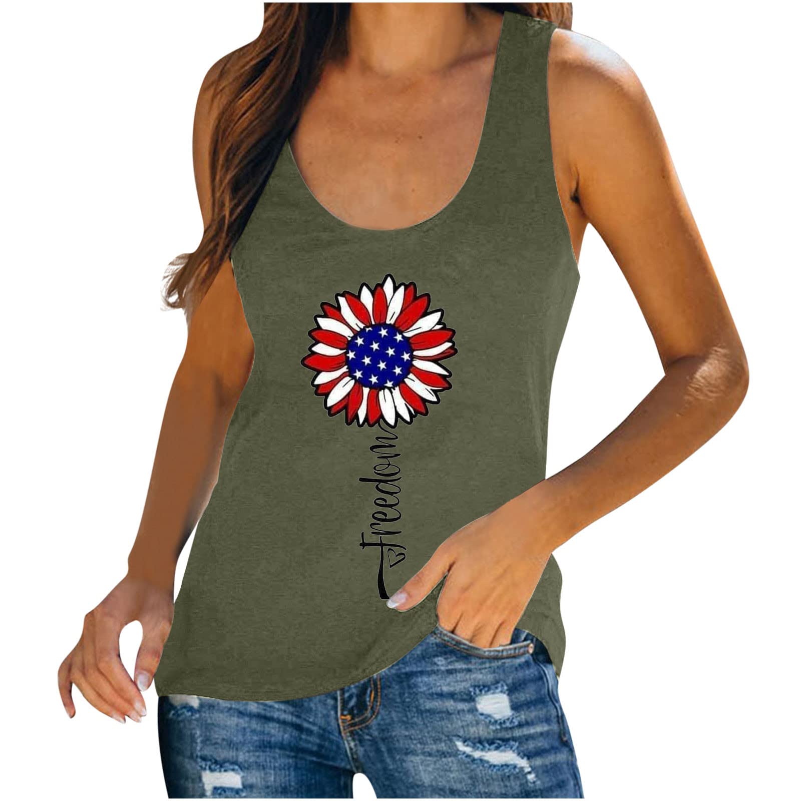 Women's Casual Sleeveless Graphic Blouse Vest T-Shirt - Summer & Fall Fashion Top - Perfect for Daily Wear, Office, and Weekend Outings