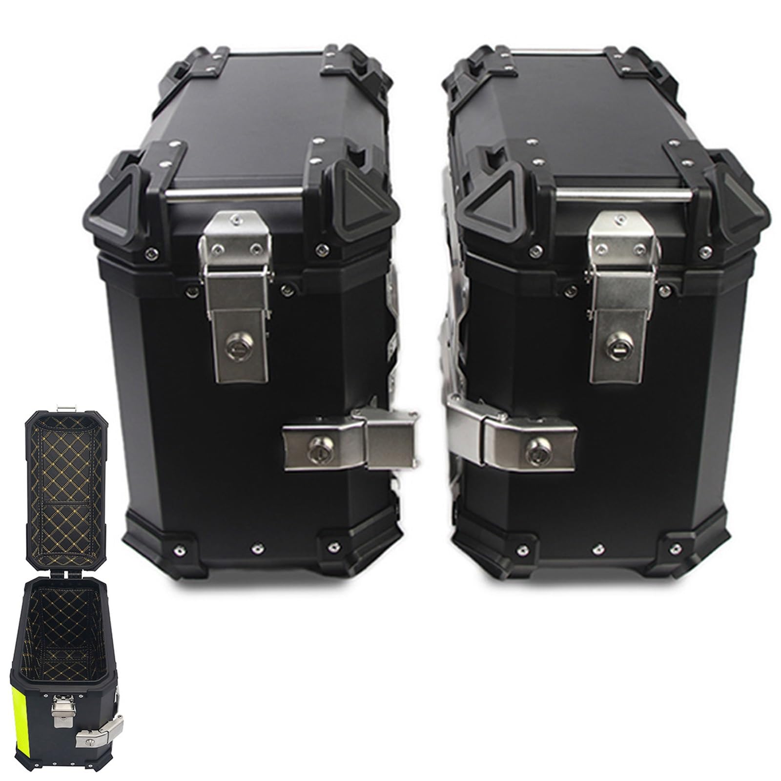 Universal Black Motorcycle Saddlebags 38L - Durable Rear Trunk Box for Scooters & Bikes