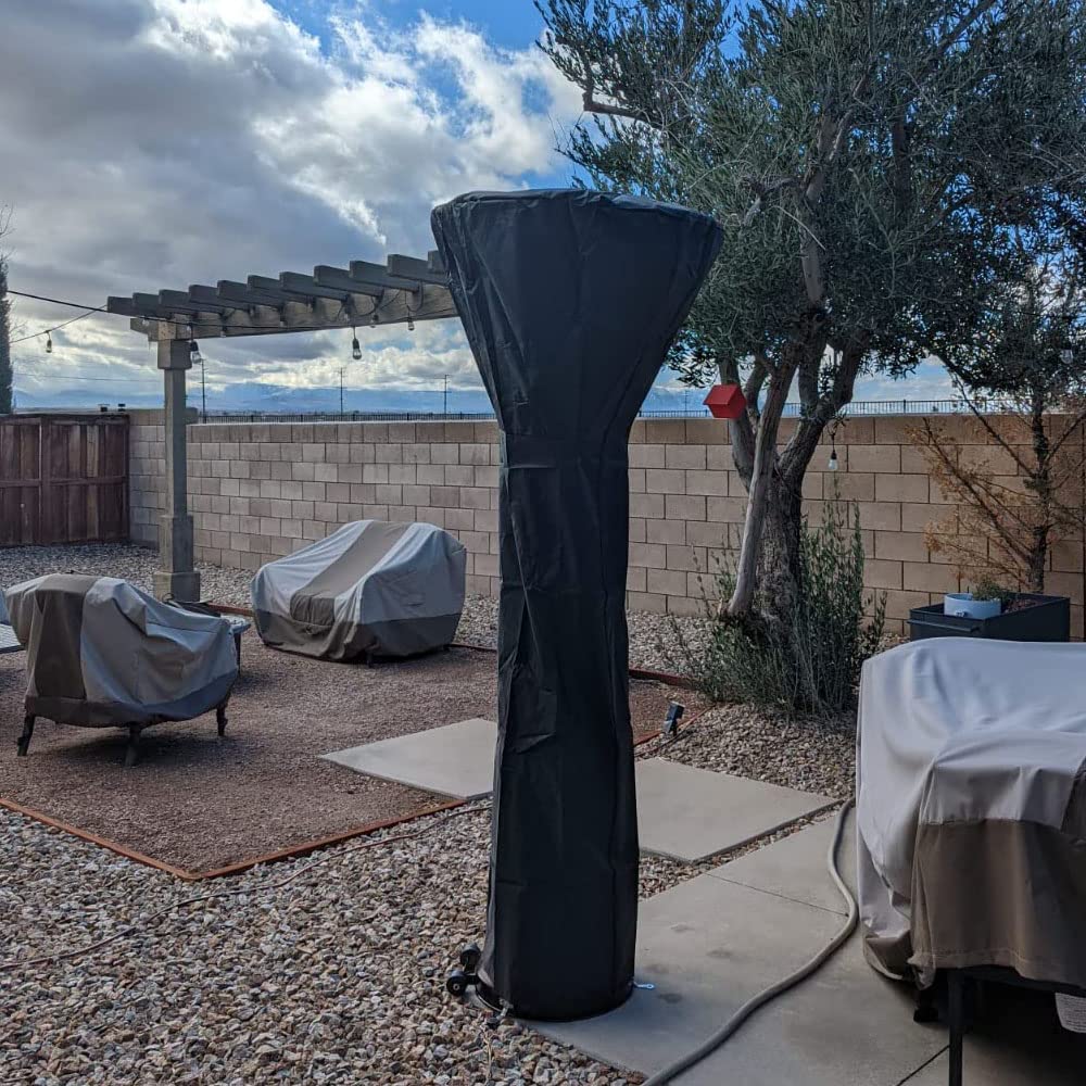 Heavy Duty 600D Waterproof Outdoor Patio Heater Cover - Weather Resistant Gas Heater Protection with Zipper (33