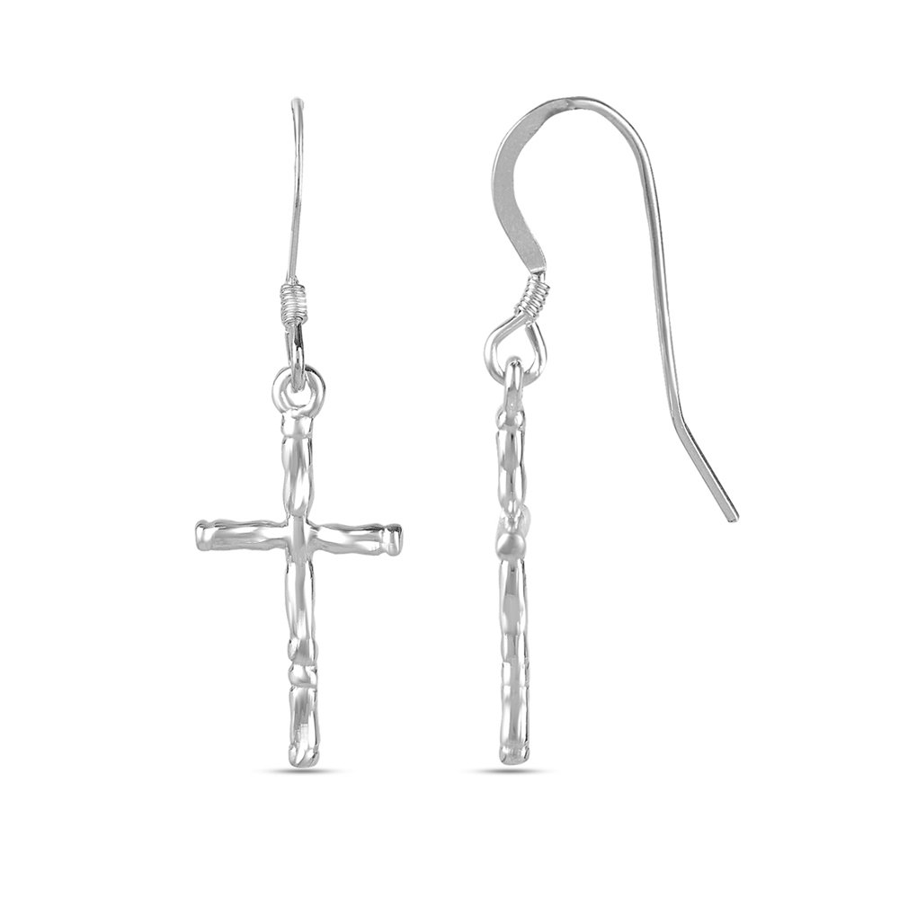 LeCalla 925 Sterling Silver Cross Earrings for Women & Men - Classic Unisex Christian Dangle Earrings - Religious Jewelry Gift for Baptism, Confirmation & Church Occasions