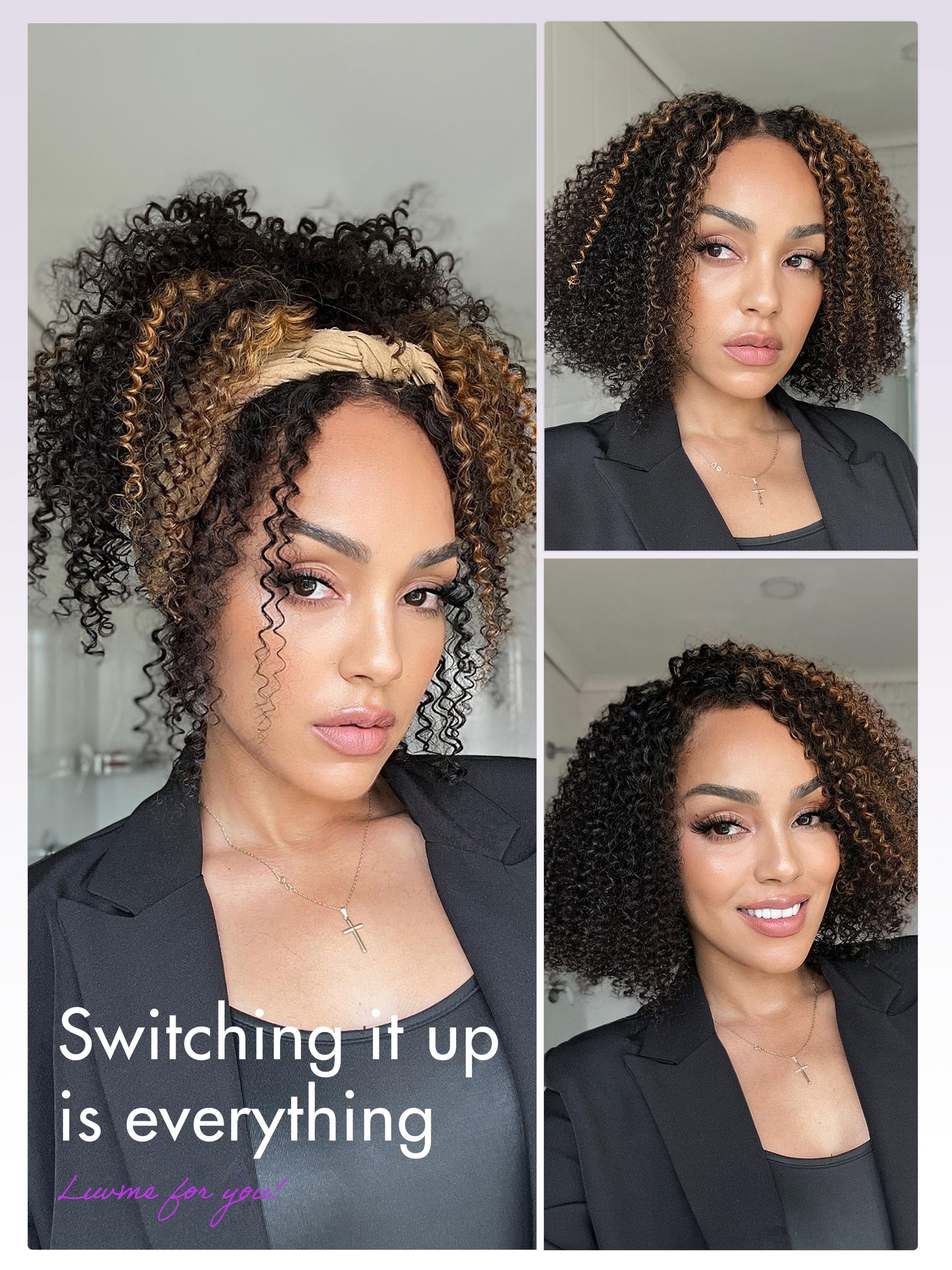 LUVME HAIR 12 Inch 4C Kinky Curly Human Hair Wig with HD Lace 5x5 Glueless Closure | Pre-Plucked Middle Part Short Afro Curl Wig for Black Women | Perfect for Daily Wear, Cosplay & Protective Styling
