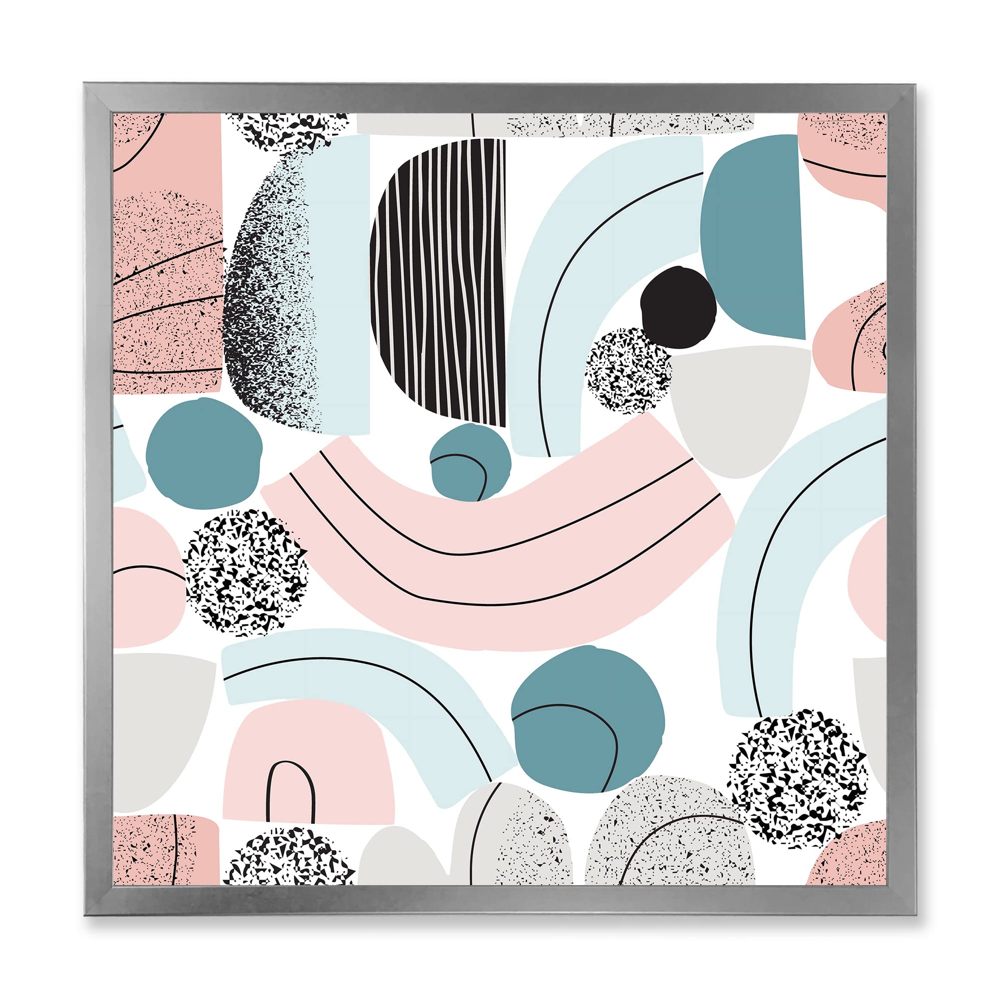 DesignQ Pastel Colorful Art Collage - Modern Framed Wall Decor for Living Room, Bedroom & Office - Handmade Canvas Painting for Home & Office Decoration