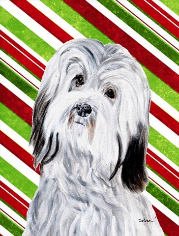 Havanese Candy Cane Christmas Flag - Large Outdoor Garden Decoration for Holiday Yard Decor | Perfect for Front Lawn, Porch, and Festive Seasonal Displays