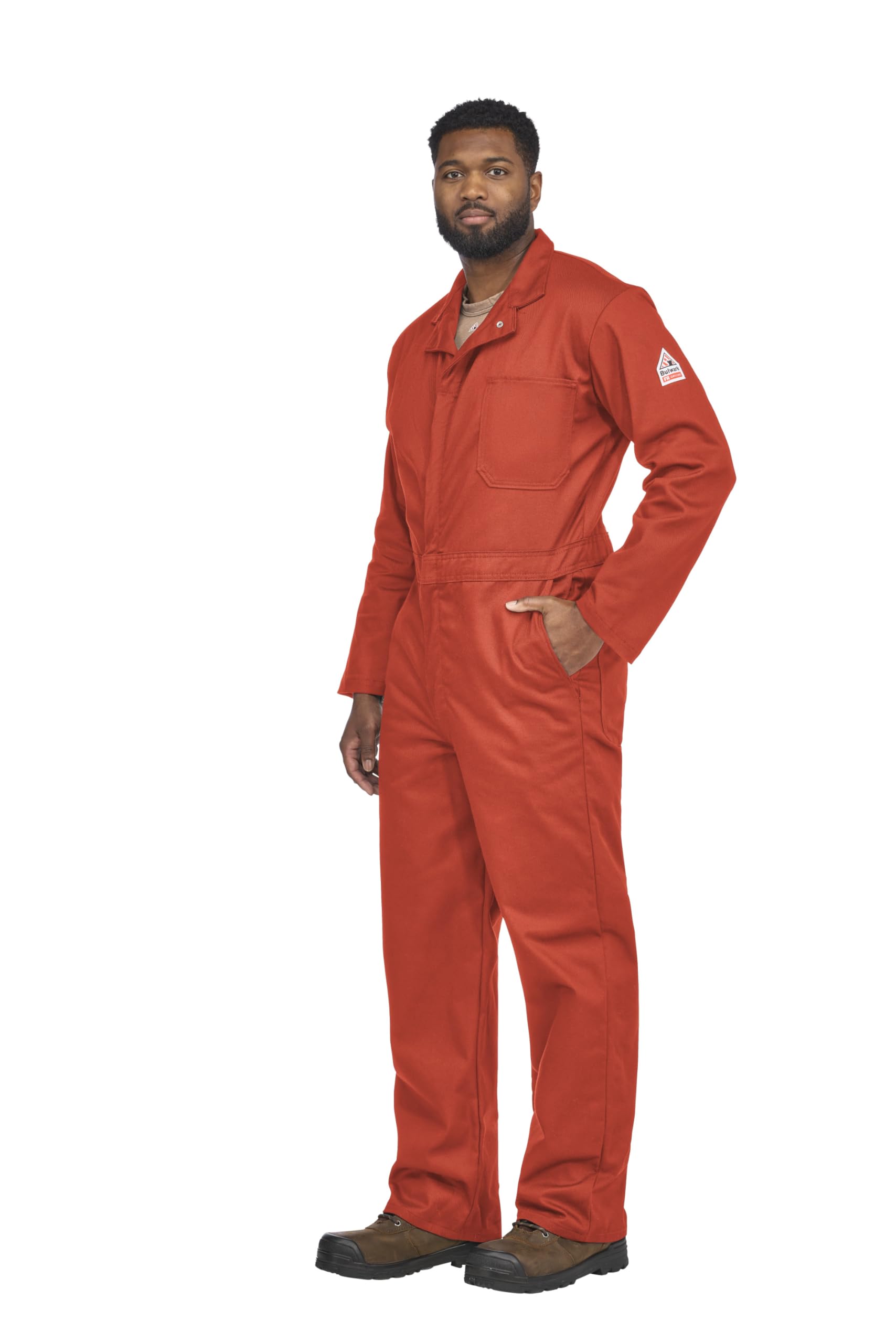 Bulwark FR Men's Flame Resistant 9 Oz Twill Cotton Classic Coverall with Hemmed Sleeves - Durable Workwear for Electricians, Welders & Industrial Safety