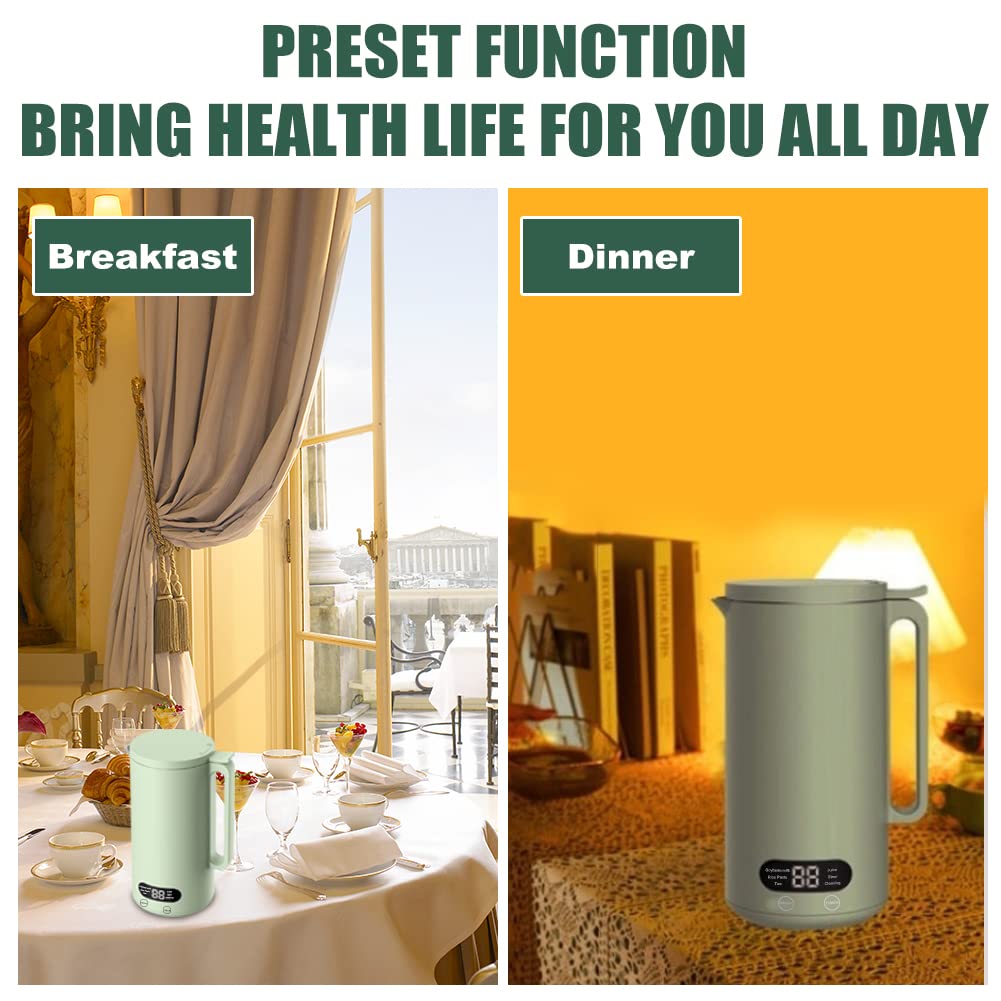 Mini Soy Milk Maker Machine - 6-in-1 Automatic Nut Milk Maker & Electric Juice Blender with Self-Cleaning, 12H Preset Timer for Almond, Oat, Soy Milk - Perfect for Home Kitchen & Healthy Breakfast