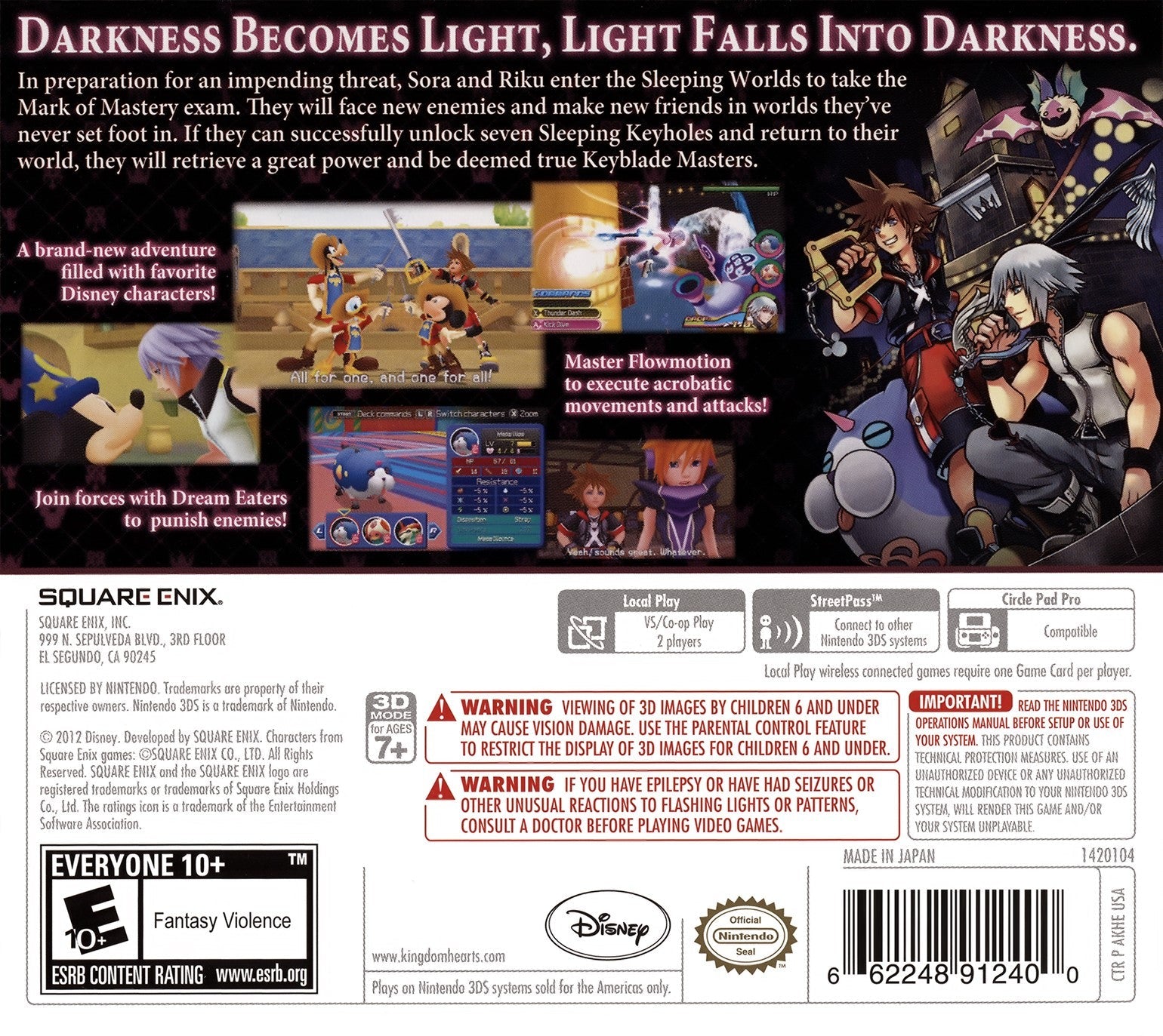 Kingdom Hearts 3D Dream Drop Distance - Nintendo 3DS Game | Action RPG Adventure | Perfect for Fans & Collectors | Great for Travel & Commuting Entertainment