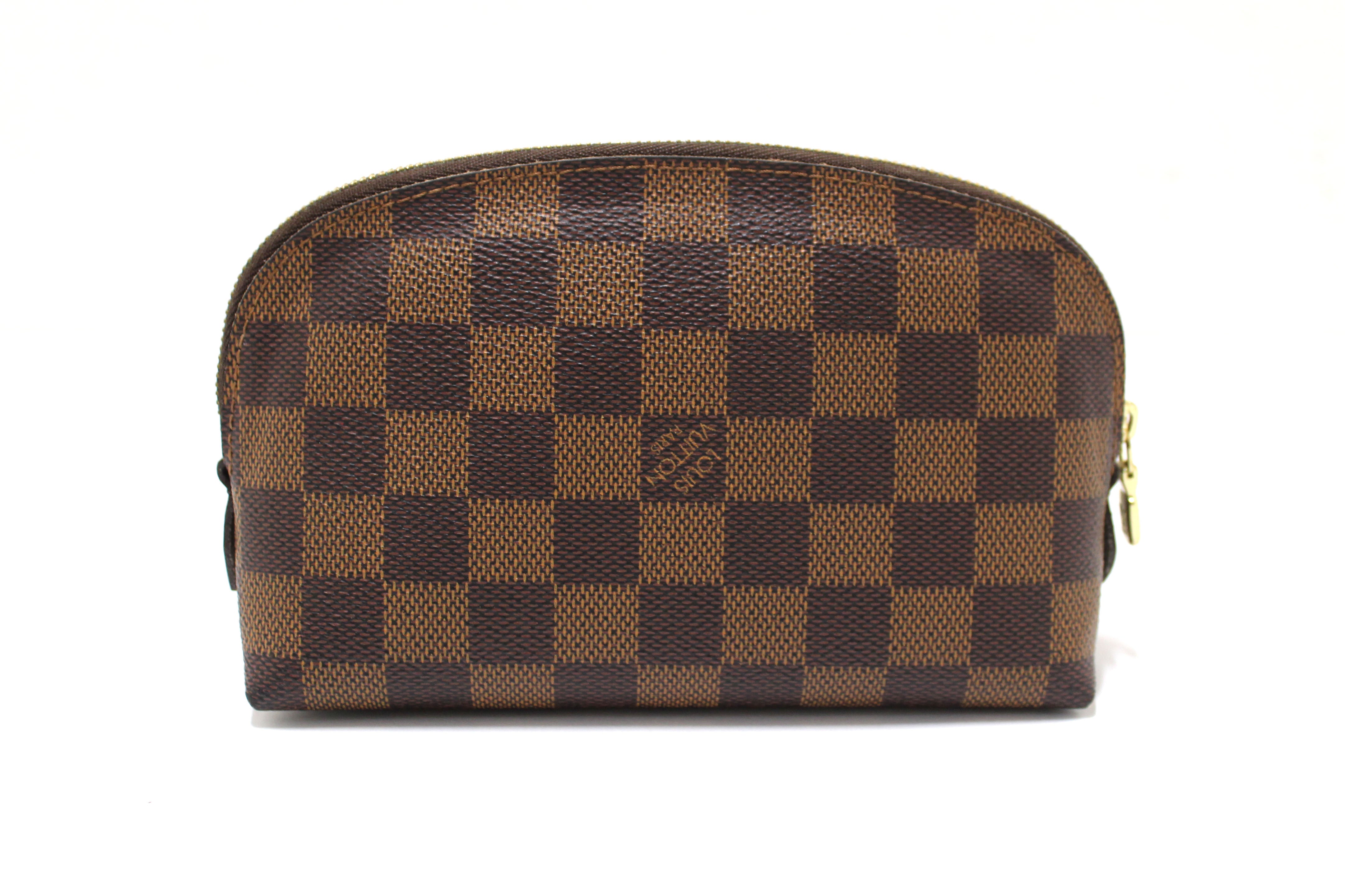 Authentic Louis Vuitton Damier Ebene Canvas Cosmetic Pouch - Luxury Makeup Bag for Women, Travel Organizer, Perfect Gift for Her | Ideal for Travel, Daily Use & Special Occasions
