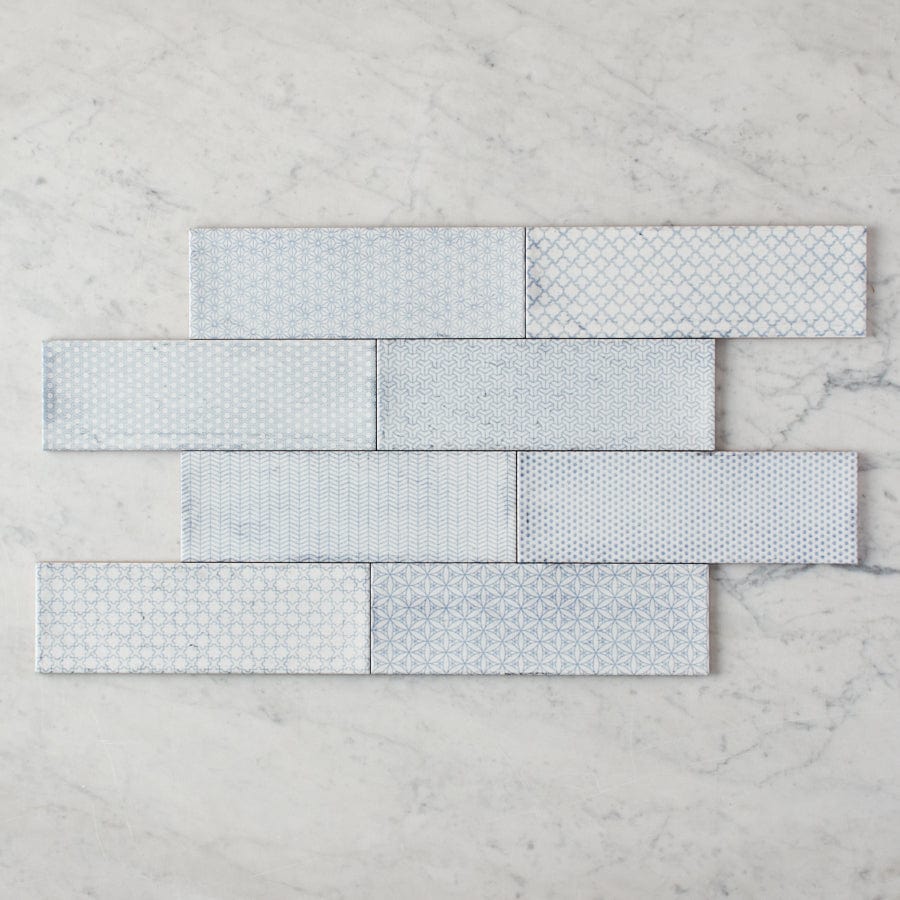 Lennox Head Gloss Blue Pattern Tile - Premium Ceramic Wall & Floor Tiles for Bathroom, Kitchen & Backsplash - Waterproof & Easy to Clean
