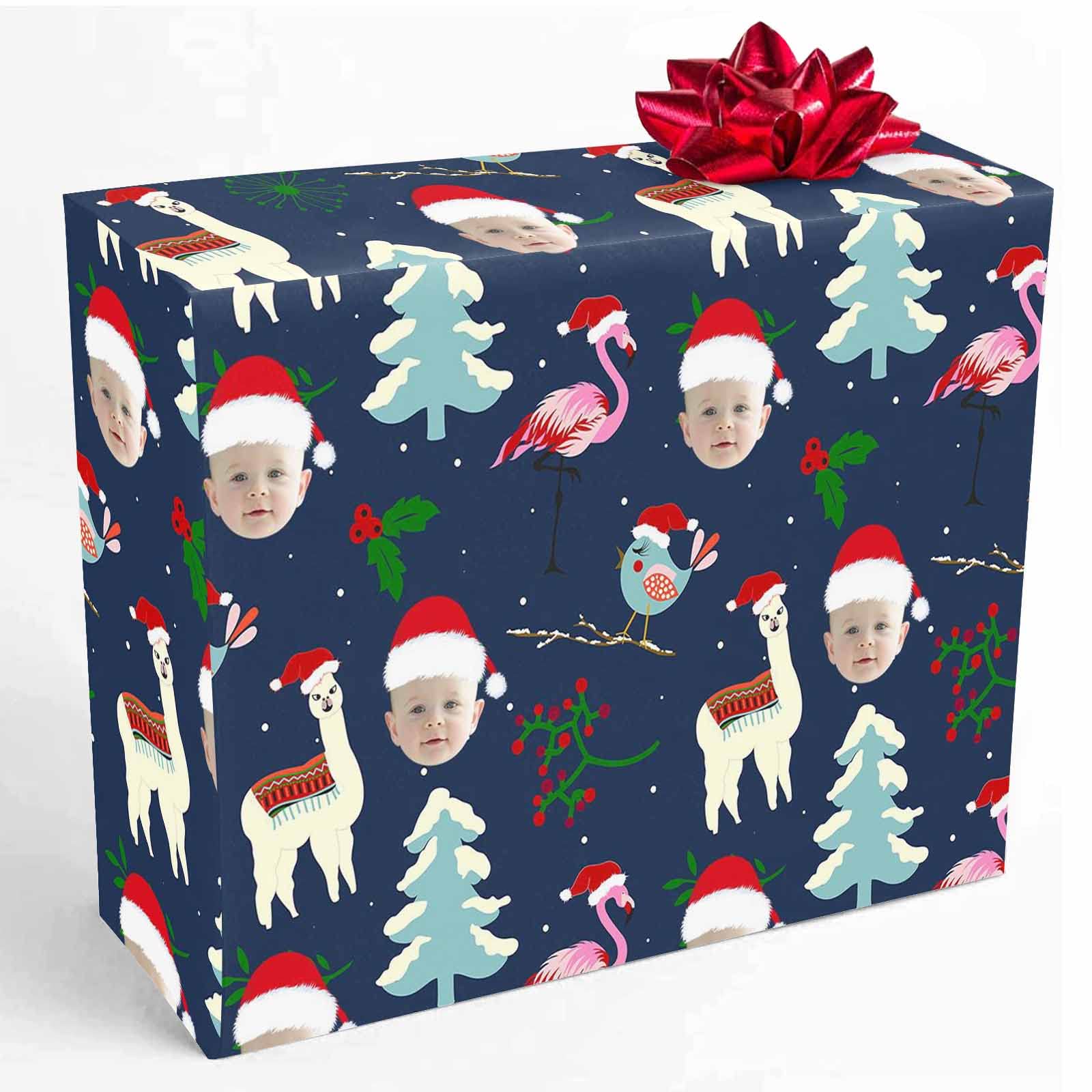 Custom Photo Wrapping Paper Roll - Personalized Gift Wrap with Cute Animal Hats & Printed Faces for Birthdays, Weddings, Christmas - Perfect for Friends, Grandma & Grandpa (3 Rolls) - Great for Holiday Presents, Party Favors & Special Occasions