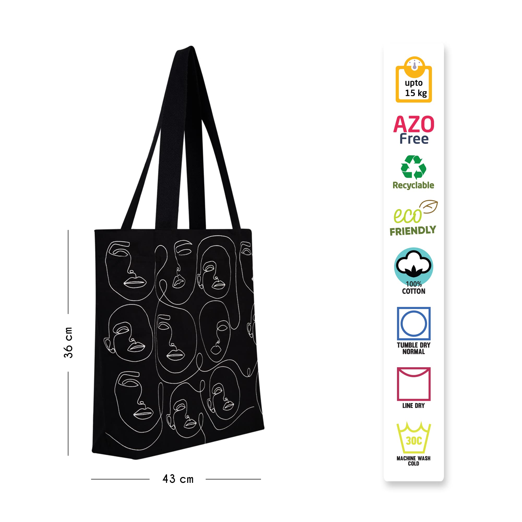 DOODLE Premium Canvas Tote Bag for Women - Zippered Top with Inner Pockets - Stylish & Durable Handbag for Shopping, Work, Travel & Everyday Use - Perfect Work Tote, Commuter Bag & Grocery Shopping Essential
