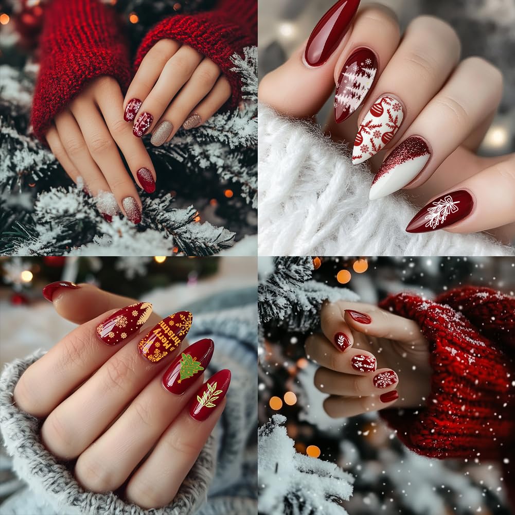 PandaHall Winter Christmas Nail Art Plates Set - 3PCs Reusable DIY Nail Design Templates for Holiday Manicures, Perfect for Christmas Parties & Gift Giving