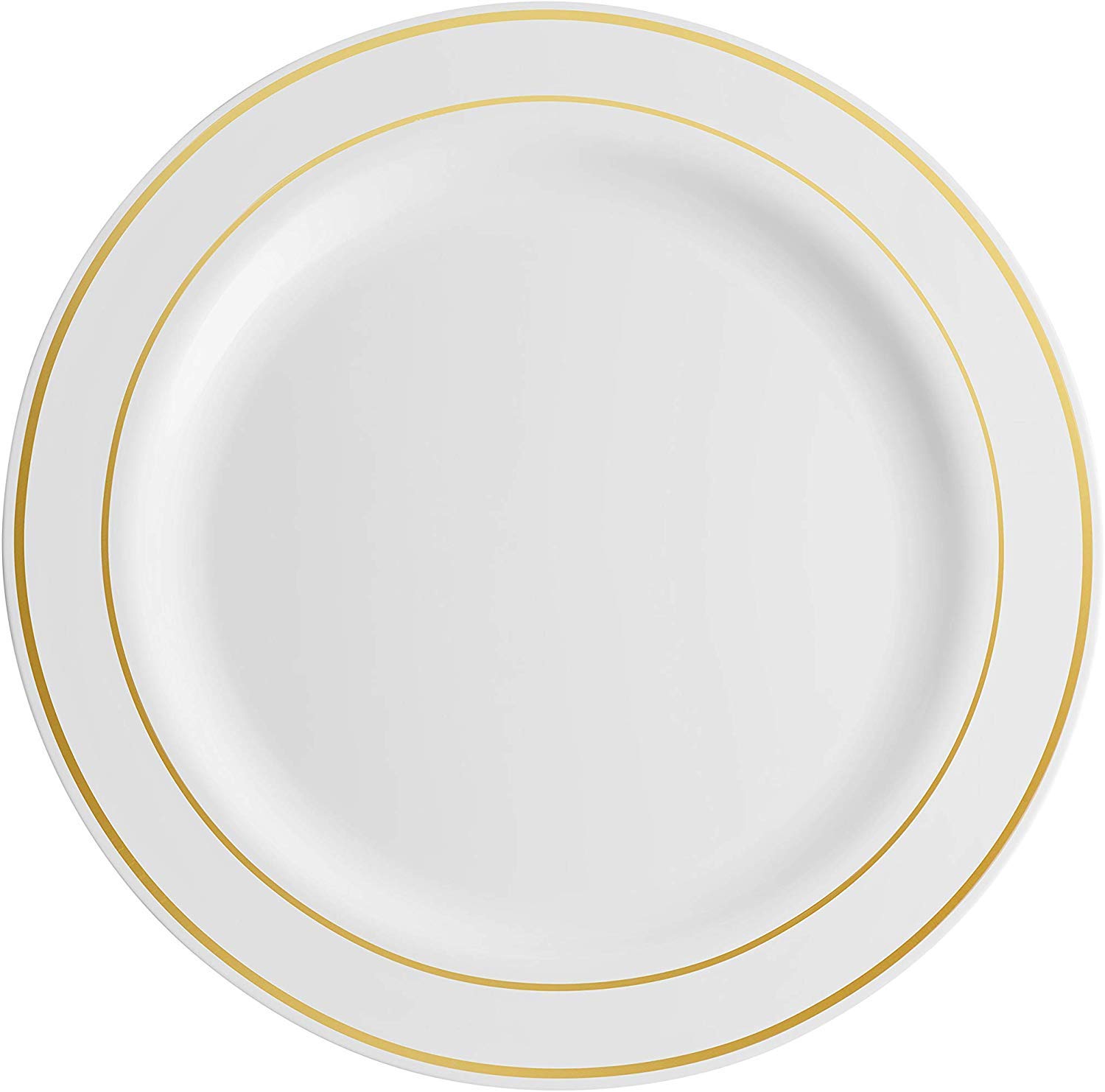 Munfix 600-Piece Disposable Plastic Dinnerware Set - 100 Gold Rimmed 10