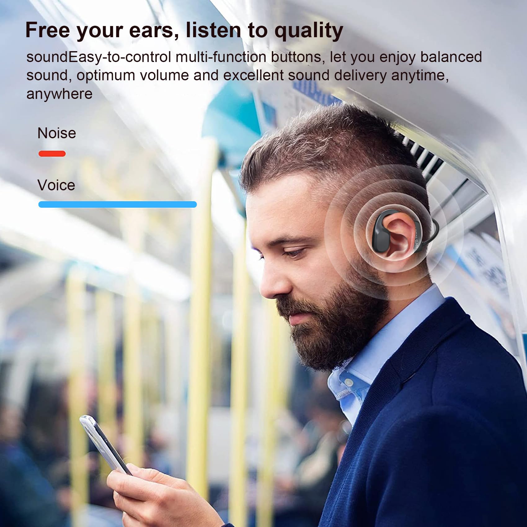 Bone X1 AI Translator Earbuds - Bluetooth 5.2 Bone Conduction Headphones with Real-Time 134 Language Translation, IP65 Waterproof Sport Headset for Travel, Business Meetings, Gym Workouts & Language Learning