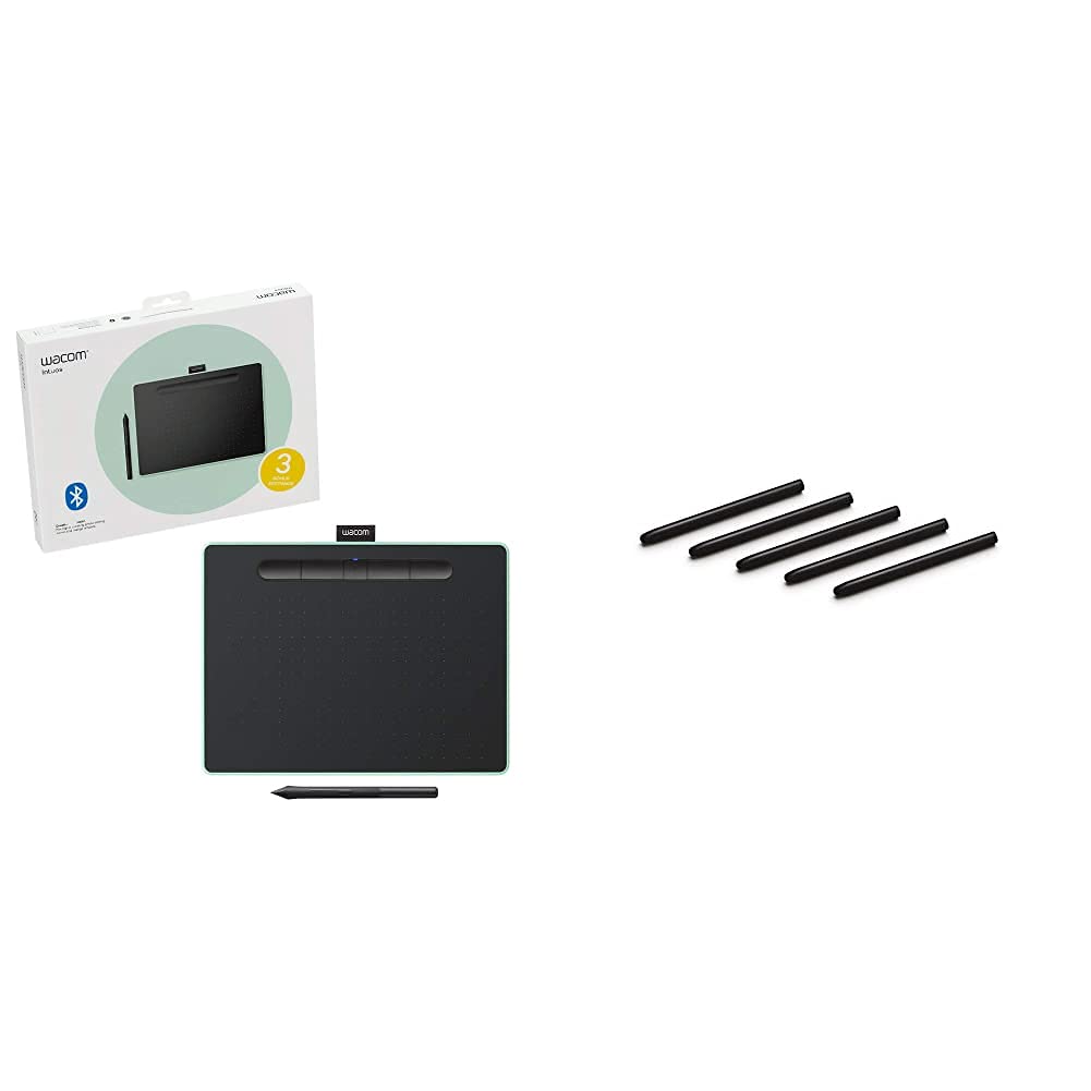 Wacom Intuos Medium Bluetooth Graphics Drawing Tablet with 4 Standard Nibs - Digital Art, Illustration & Photo Editing for Artists, Designers & Creatives