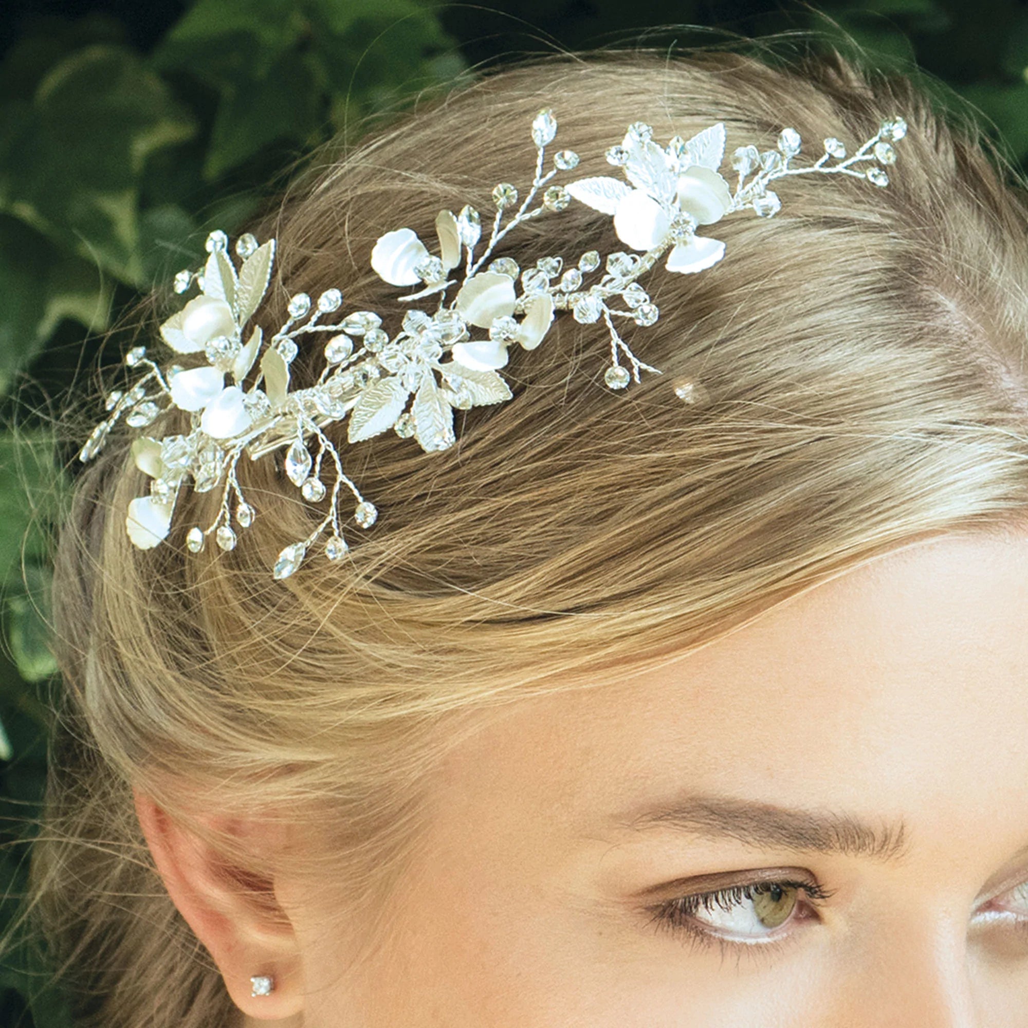 Elegant Silver Bridal Hair Clip with Sparkling Crystals - FLORA Wedding Hair Accessory for Brides, Bridesmaids & Prom | Perfect for Weddings, Parties & Special Occasions
