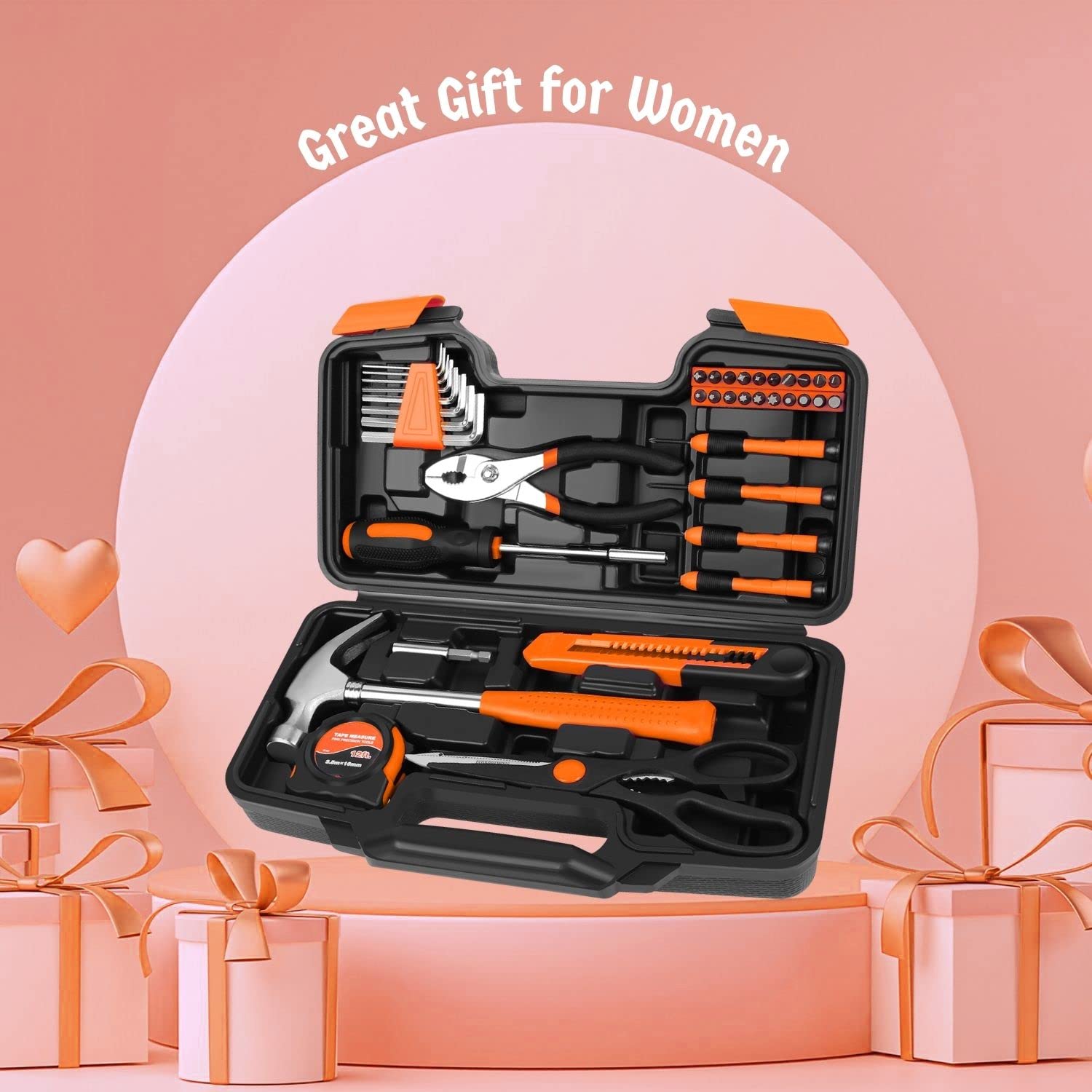 Flexzion 39-Piece Hand Tool Kit with Portable Case - Complete DIY Tool Set for Home Repair, Maintenance & Projects - Compact Household Tools for Handyman, Homeowners & Professionals - Perfect for Garage, Workshop & On-the-Go Repairs