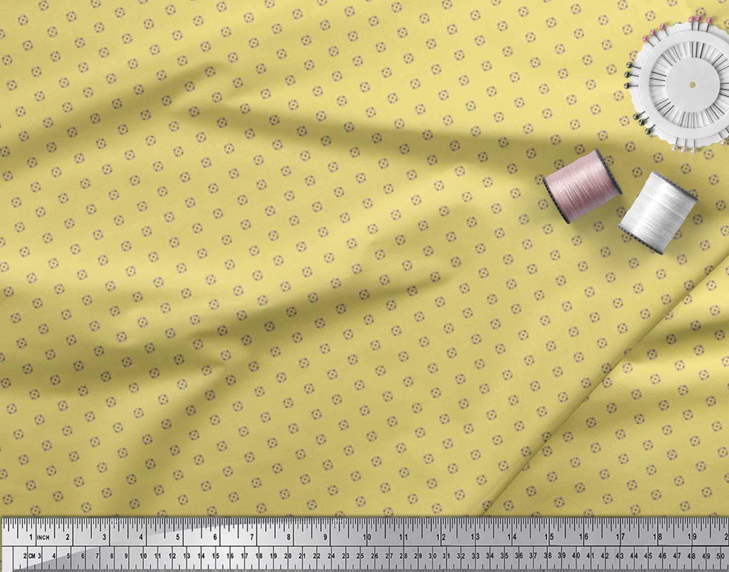Soimoi Rayon Yellow Fabric by The Yard - 42 Inch Wide Dotted Heart Printed Shirting Material for DIY Dresses, Blouses & Quilting - Playful Romantic Cotton Blend Fabric for Sewing & Craft Projects