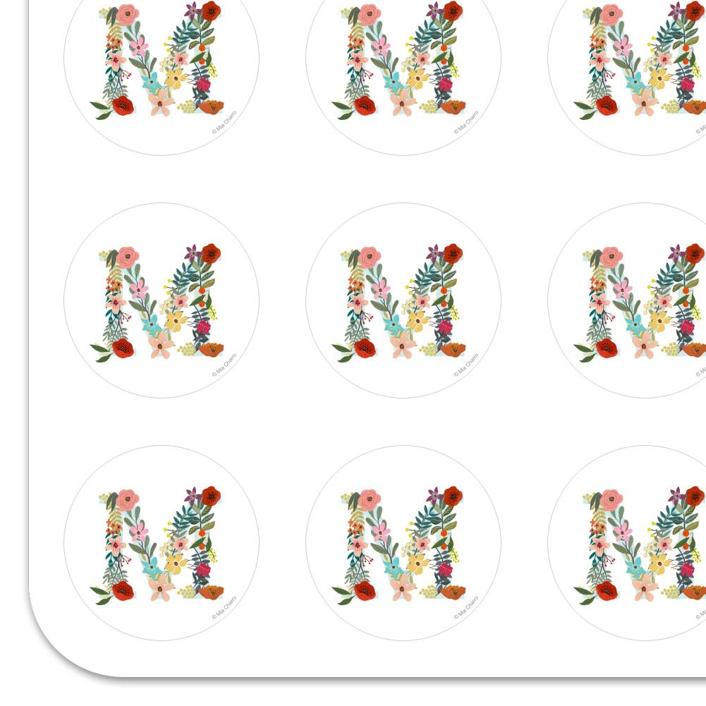 Floral Monogram Letter M Stickers for Planners, Calendars, Scrapbooking & DIY Crafts - Perfect for Bullet Journals, Scrapbooks, and Handmade Greeting Cards