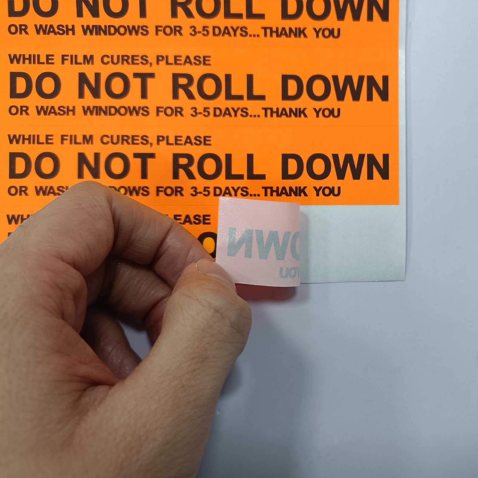 300Pcs Orange Vinyl Wrap Warning Stickers - Car Window Tint Tools for Auto Detailing & Paint Protection | Prevent Rolling Down Windows During Installation