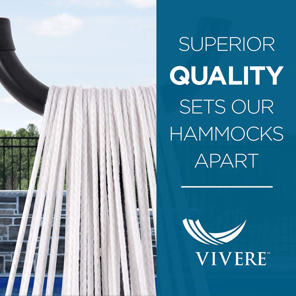 Vivere Double Sunbrella Hammock with Space-Saving Steel Stand - 450 lb Weight Capacity - Includes Premium Carry Bag (Dove) - Perfect for Backyard Relaxation, Camping & Beach Getaways