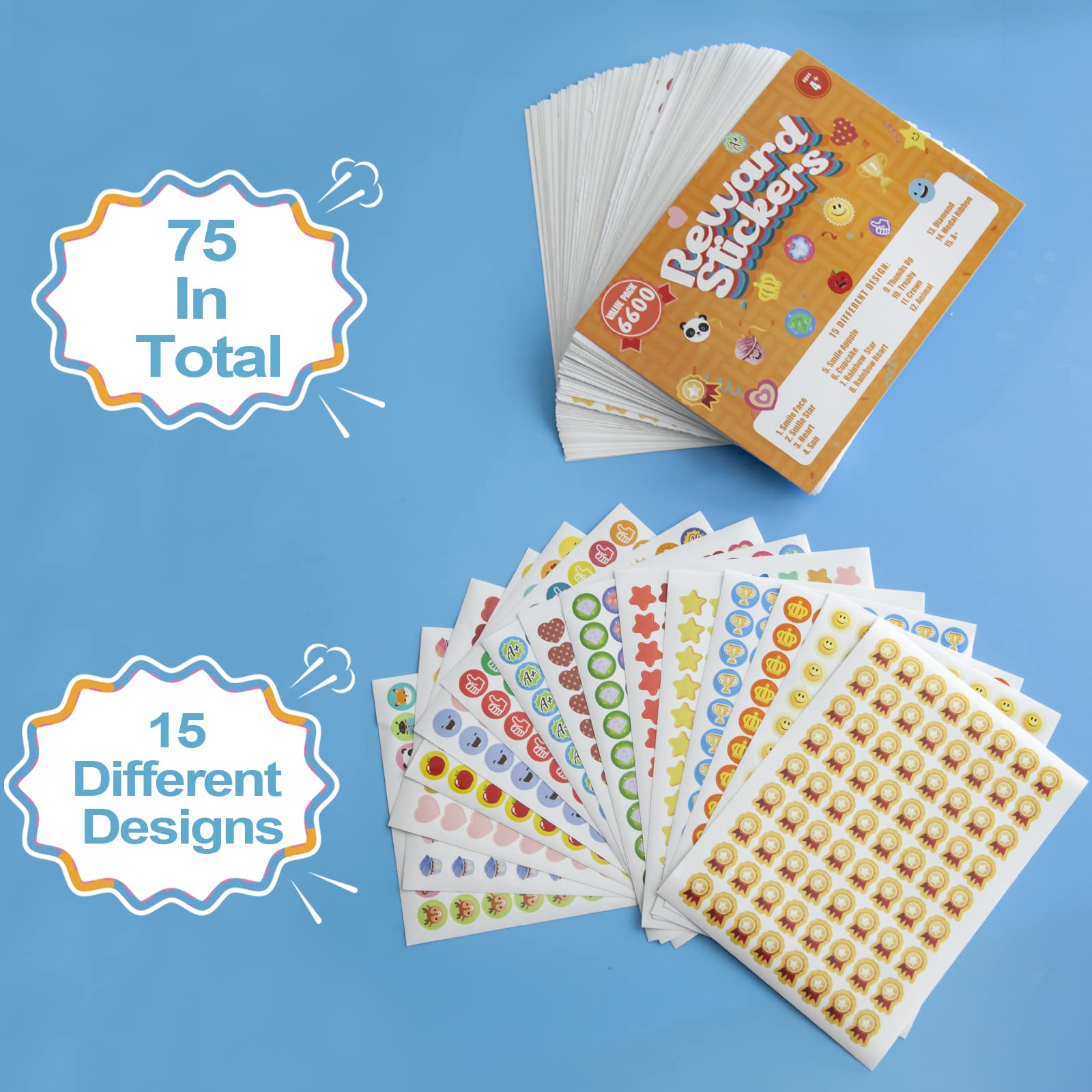 6600Pcs Teacher Reward Stickers - Colorful Star & School Stickers for Classroom Incentives, Student Motivation & Teacher Supplies - Perfect for Elementary, Preschool & Homeschool Rewards