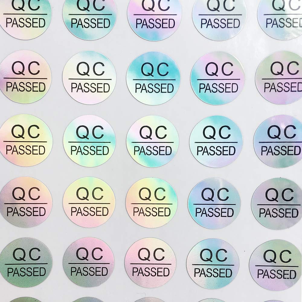 DealzEpic QC Passed Stickers - Self-Adhesive Round Waterproof Laser Labels for Shipping, Packaging & Organization | Durable Office & Warehouse Supplies