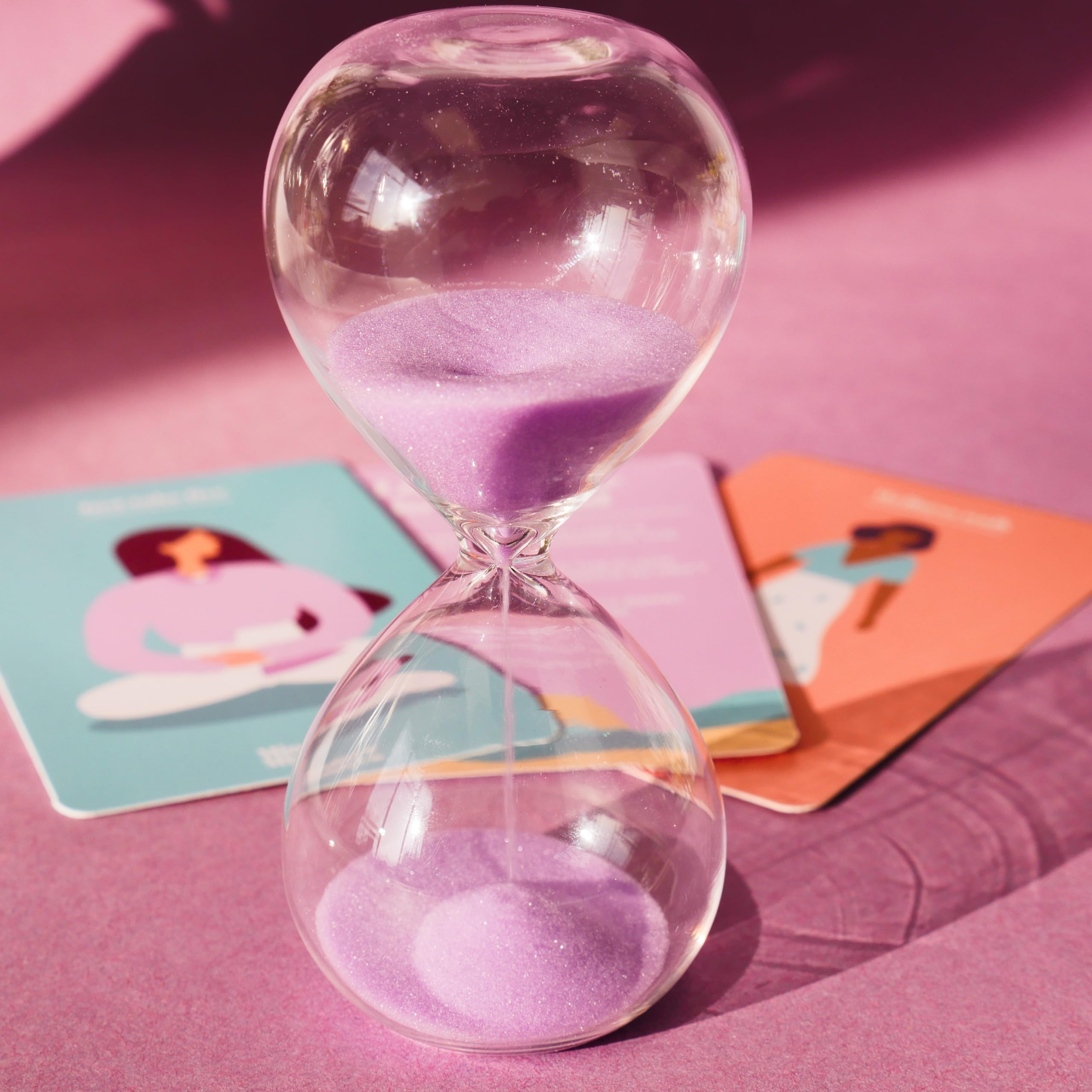 Mindful Minutes Meditation Cards with 5-Minute Sand Timer - Anxiety Relief & Self-Care Affirmation Kit for Mindfulness Practice | Perfect for Yoga, Therapy Sessions & Stress Management at Home or Office