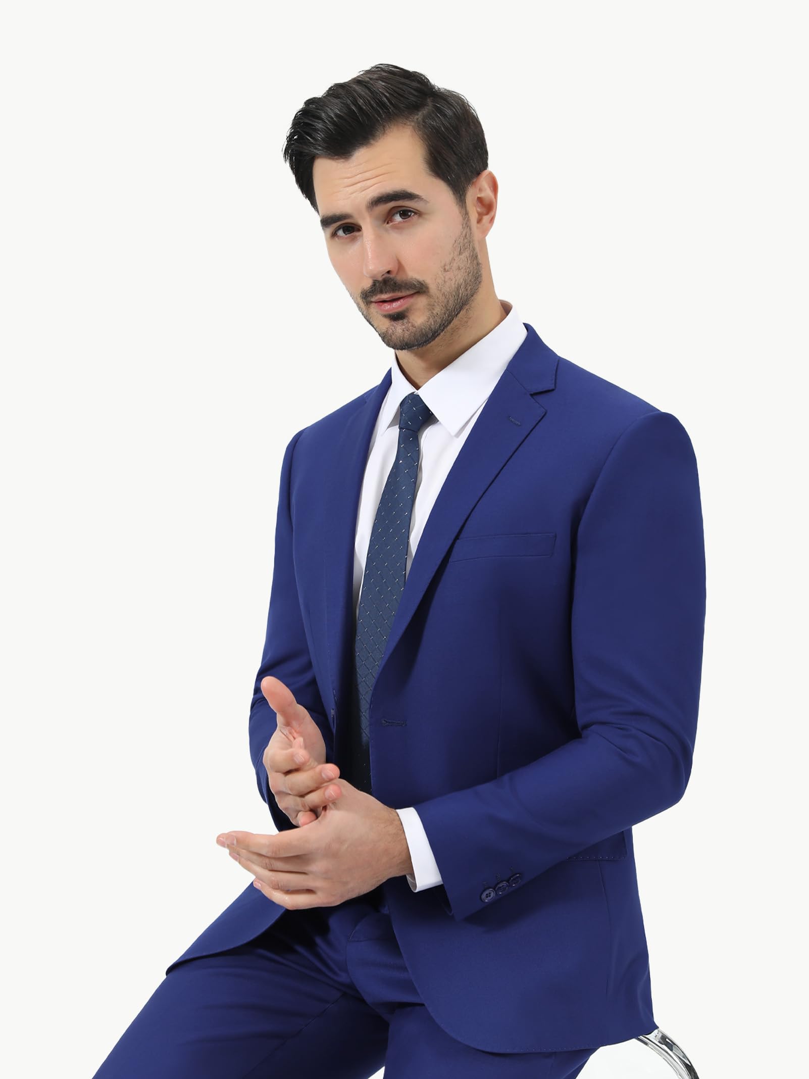 LUPURTY Men's Slim Fit 3-Piece Suit Set - 2 Button Solid Color Jacket, Vest & Pants - Formal Business Attire & Wedding Tuxedo for Groom, Office Wear & Special Occasions