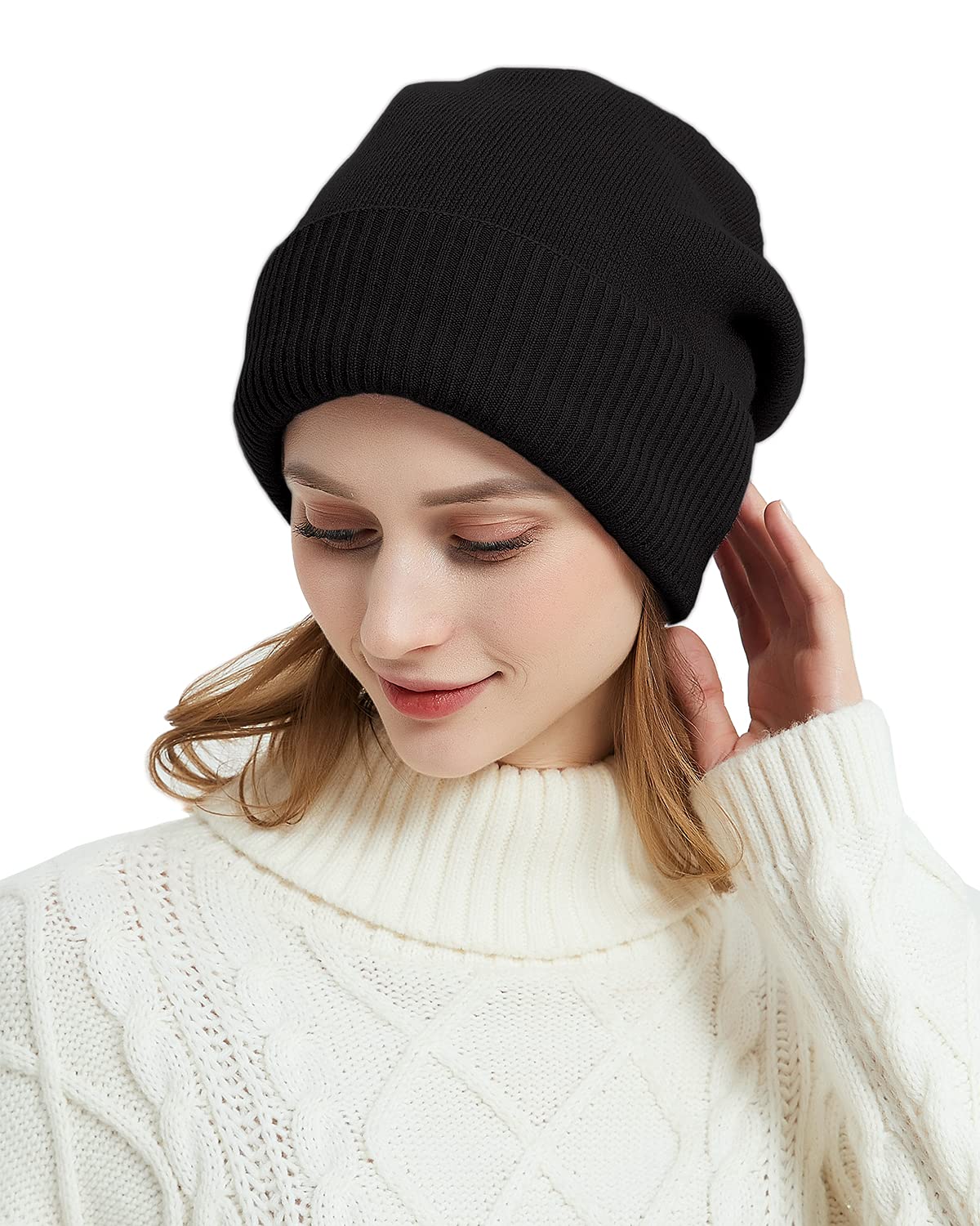 Women's Fashion Winter Cuffed Beanie Hat - Double Layer Knit Warm Winter Hat for Women | Cozy Cold Weather Accessory for Outdoor Activities, Skiing & Snowboarding
