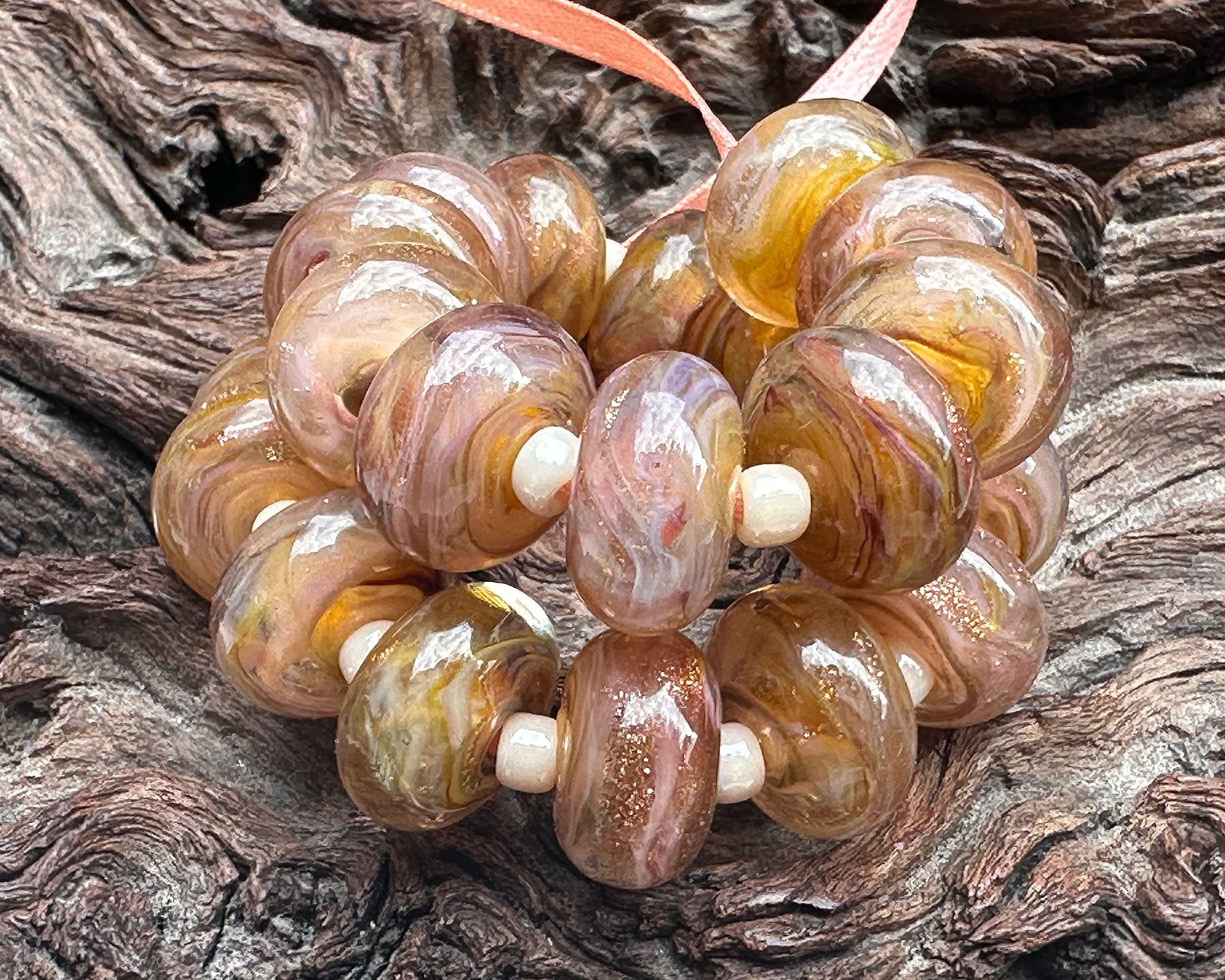 Sunset Glow Pink Shimmer Lampwork Glass Beads for Jewelry Making - DIY Bracelets, Necklaces & Home Decor Crafts