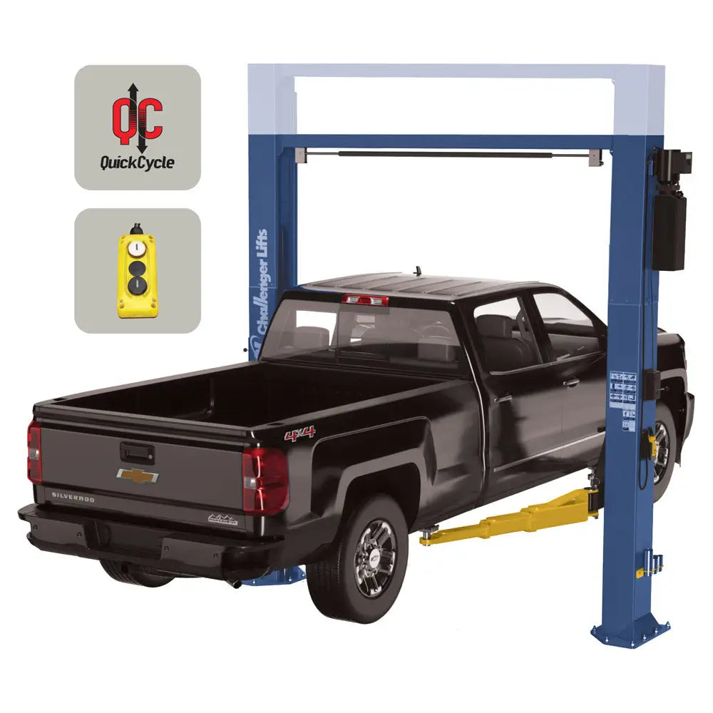 Challenger Low Ceiling 12K 2 Post Car Lift with DPC & Quick Cycle - 12,000 lbs Capacity (CL12A LC QC DPC) - Perfect for Auto Repair Shops with Limited Space