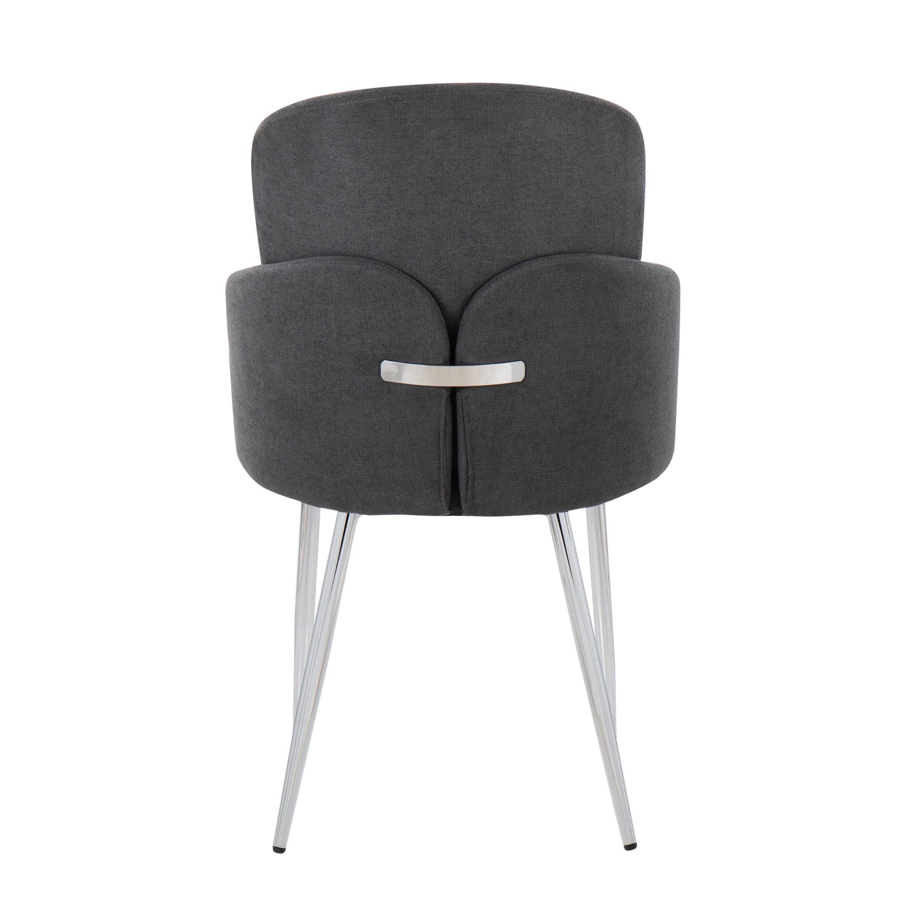 LumiSource Modern Dahlia Dining Chairs Set of 2 - Chrome Metal Frame with Grey Fabric Upholstery - Perfect for Kitchen, Dining Room & Contemporary Home Decor