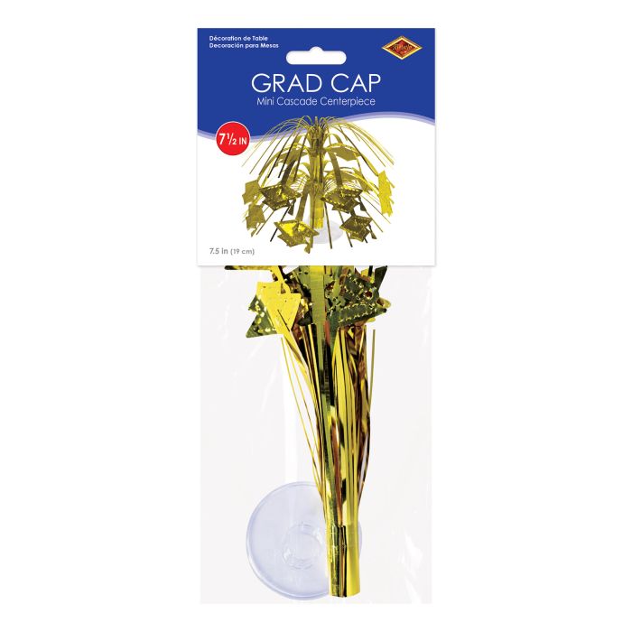 12 Pack Beistle Gold Graduation Cap Mini Cascade Centerpieces - Perfect for Graduation Party Decorations, Table Centerpieces, and Photo Backdrops