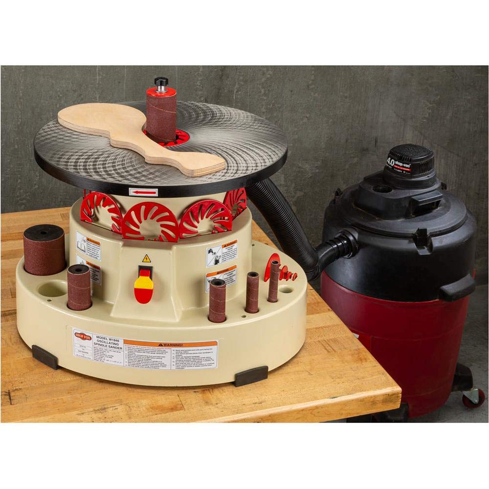 Shop Fox W1846 Benchtop Oscillating Spindle Sander - 1/3HP Power Tool for Woodworking, Sanding Curves & Edges | Perfect for DIY Projects, Furniture Making & Crafting