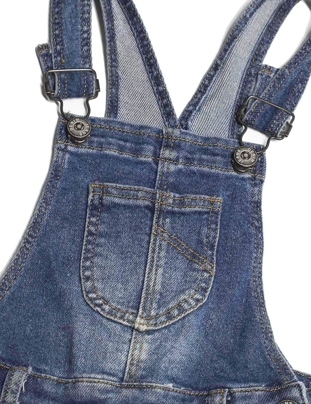 KIDSCOOL SPACE Girls Denim Overalls - Cotton Jean Workwear Pants for Toddlers & Kids | Playground, School & Outdoor Activities