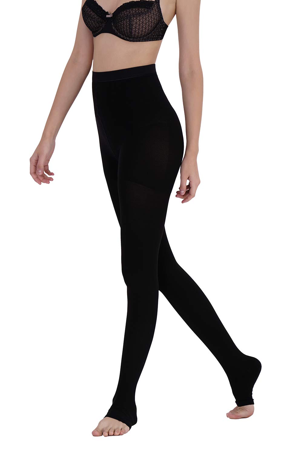 AMZAM® 20-30 mmHg Medical Compression Stockings for Women & Men - Waist High Opaque Toeless Tights for Edema, Varicose Veins & DVT - Black XXL - Perfect for Travel, Pregnancy & Post-Surgery Recovery