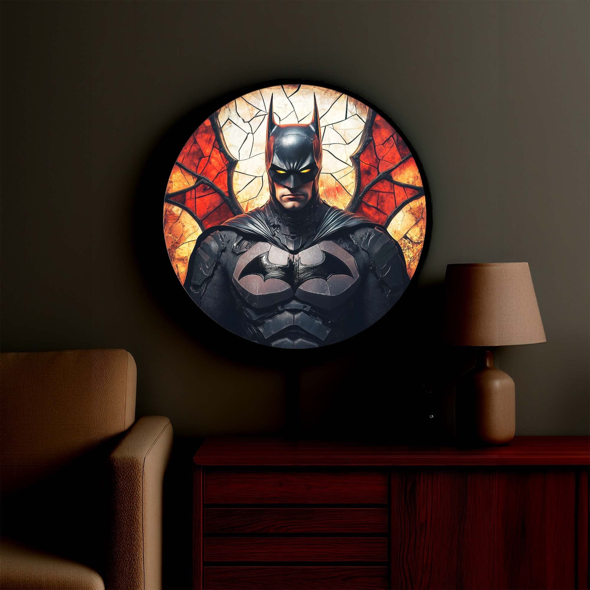 Shadow Guardian Backlit Tempered Glass Wall Art - Modern LED Light Decor for Living Room, Bedroom & Office