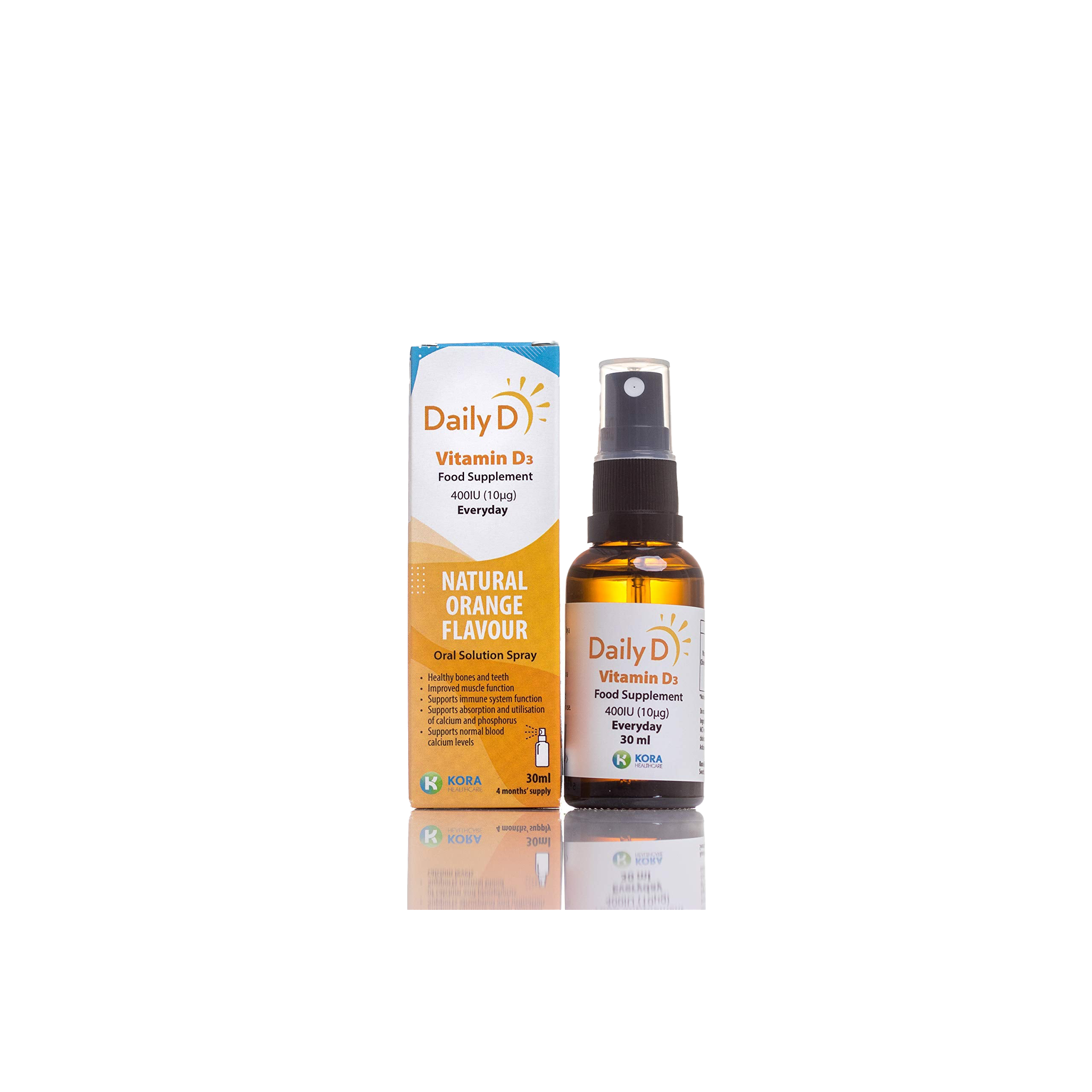 DailyD 400IU Vitamin D3 Oral Spray - 30ml Supplement for Immune Support & Bone Health | Easy-to-Use Liquid Vitamin D for Adults & Kids | Great for Home, Office & Travel Use