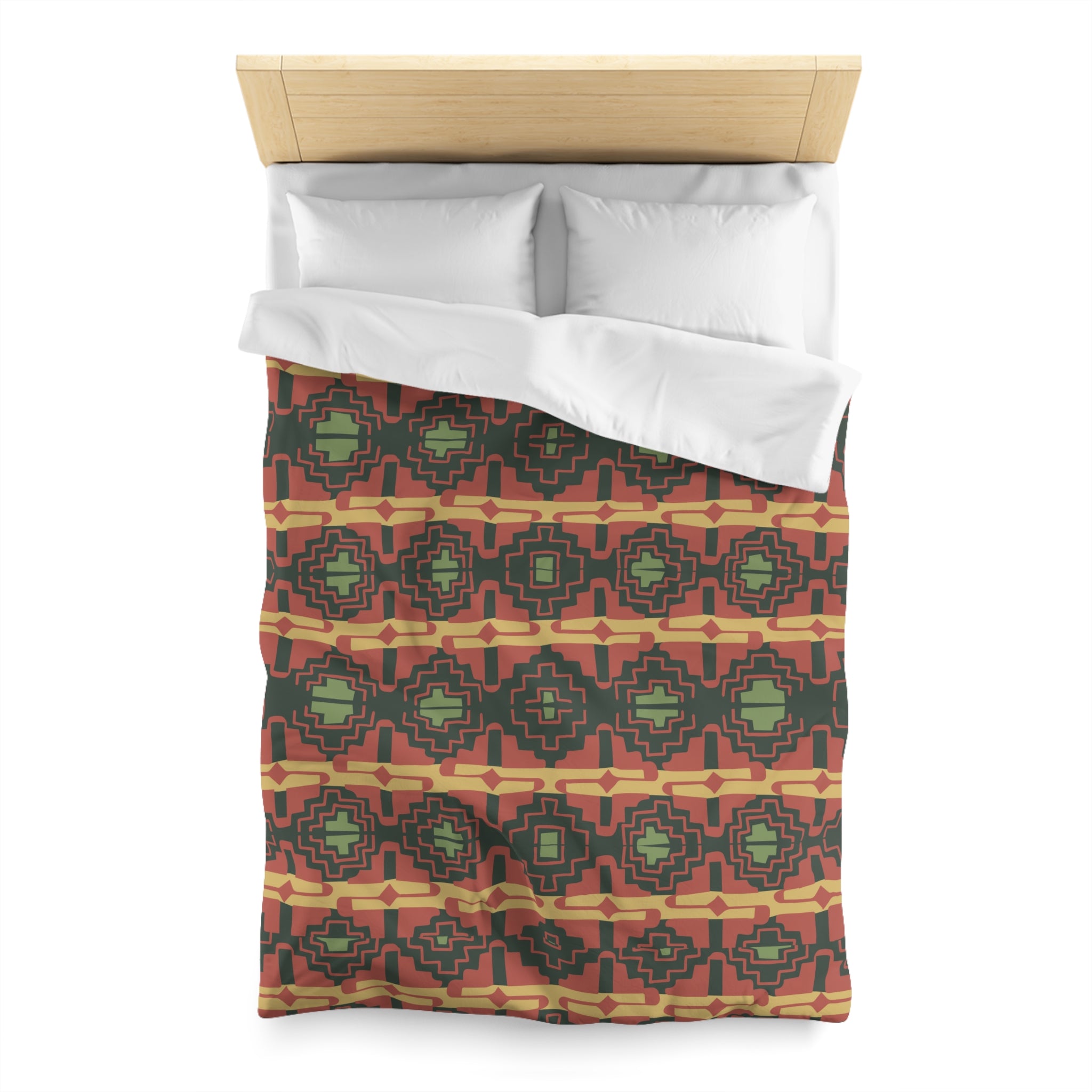 Soft Microfiber Duvet Cover Set - Southwestern Dune Pattern - Queen Size Bedding for Cozy Home & Hotel Use