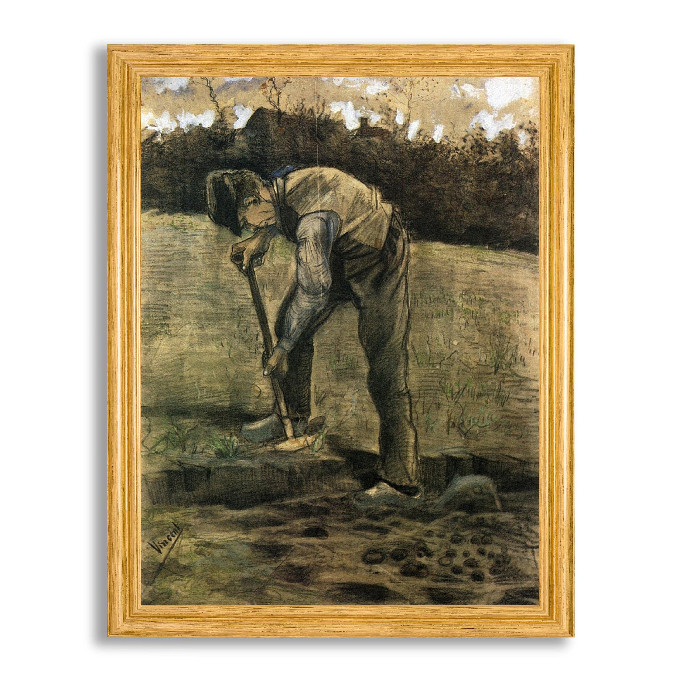 Vincent Van Gogh Digger Framed Print Poster - Fine Art Reproduction Gallery Wall Art in Wood Frame | Home & Office Decor for Bedroom, Living Room & Study | Perfect for Art Lovers & Van Gogh Fans