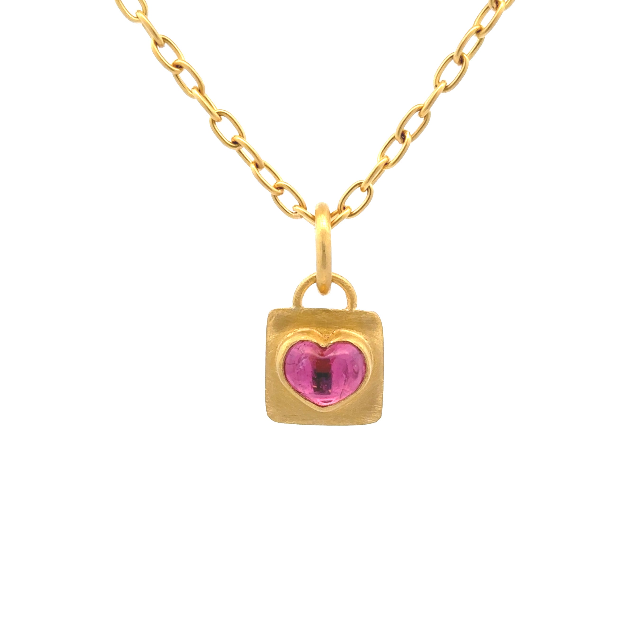 Stephanie Albertson Pink Tourmaline Cabochon Heart Charm Pendant - Genuine Gemstone Love Letter Jewelry for Women | Perfect for Valentine's Day Gifts, Anniversary Presents & Romantic Occasions